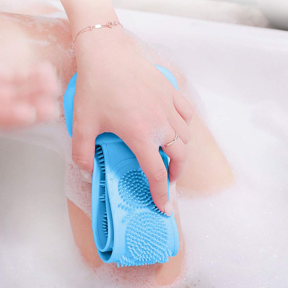 Premium Silicone Body Scrubber & Exfoliating Shower Towel - Back Cleaning Strap with Massage Bristles for Men & Women - Hygienic Bath Brush for Deep Cleansing & Skin Exfoliation (Green) - Perfect for Spa, Shower & Daily Body Care Routine