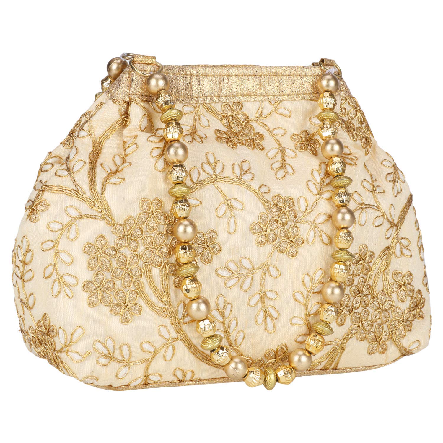Elegant Golden Potli Bag for Women - Stylish Jewelry Pouch & Gift Bag for Parties, Weddings, and Special Occasions