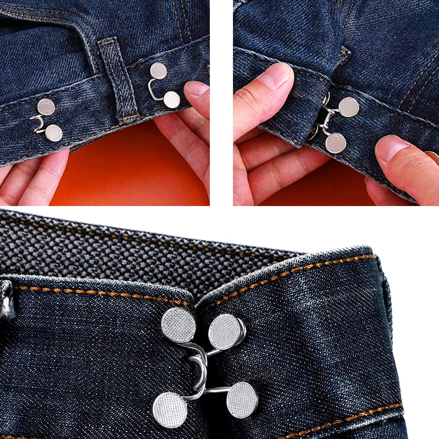 BetterJonny 10-Pack Adjustable Waist Buckle Extenders - Replacement Jean Button Set for Pants & Jeans - Perfect Fit Instant Waistband Adjuster - Ideal for Weight Fluctuations, Pregnancy & Comfort Wear
