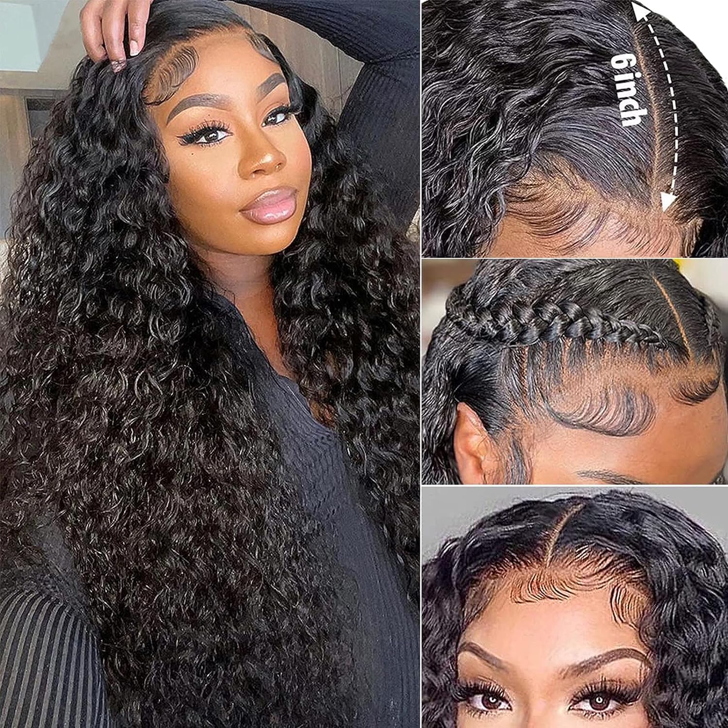 IDHERE 13x6 Lace Front Wigs Human Hair 210% Density Curly HD Transparent Lace Wig for Women | Pre-Plucked with Baby Hair | 32 Inch Jerry Curly Human Hair Wig for Daily Wear, Parties & Special Occasions