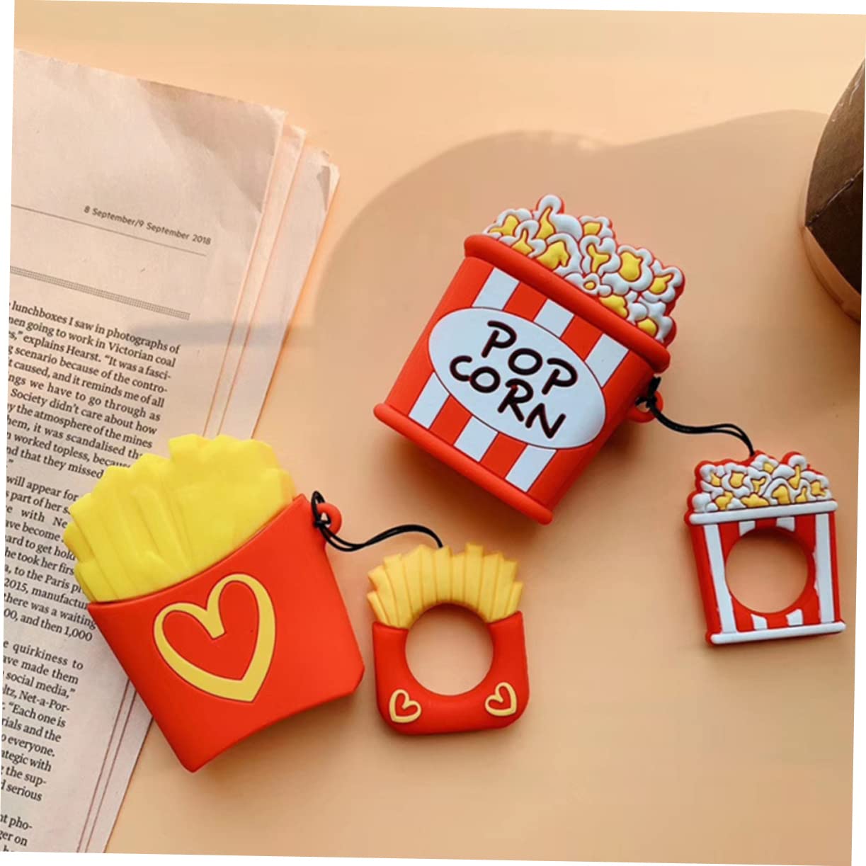 Artibetter 3-Piece French Fries Keychain Earphone Case - Cute Earbuds Protective Holder for AirPods, Headphones & Wireless Earbuds | Perfect for Travel, Gym & Daily Use
