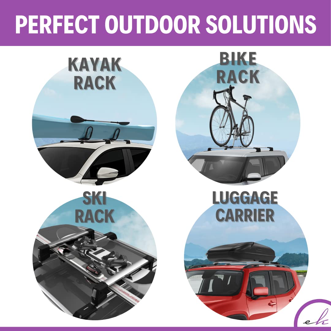 Heavy Duty 220 lbs Aluminum Roof Rack Cross Bars for Mazda 3 2014-2025 | Anti-Theft Locking Crossbars for Rooftop Cargo | Compatible with Fixed Point Roofs - Silver | Perfect for Road Trips, Camping Gear & Outdoor Adventures