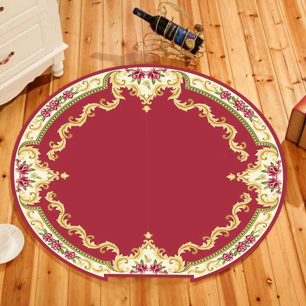 Vintage Persian Heriz Style Round Area Rug - 2' x 2' Soft Non-Slip Circular Carpet for Living Room, Bedroom, Nursery & Bathroom - Traditional Handmade Home Decor Rug for Kids Play Area, Crawling Space & Cozy Floor Mat