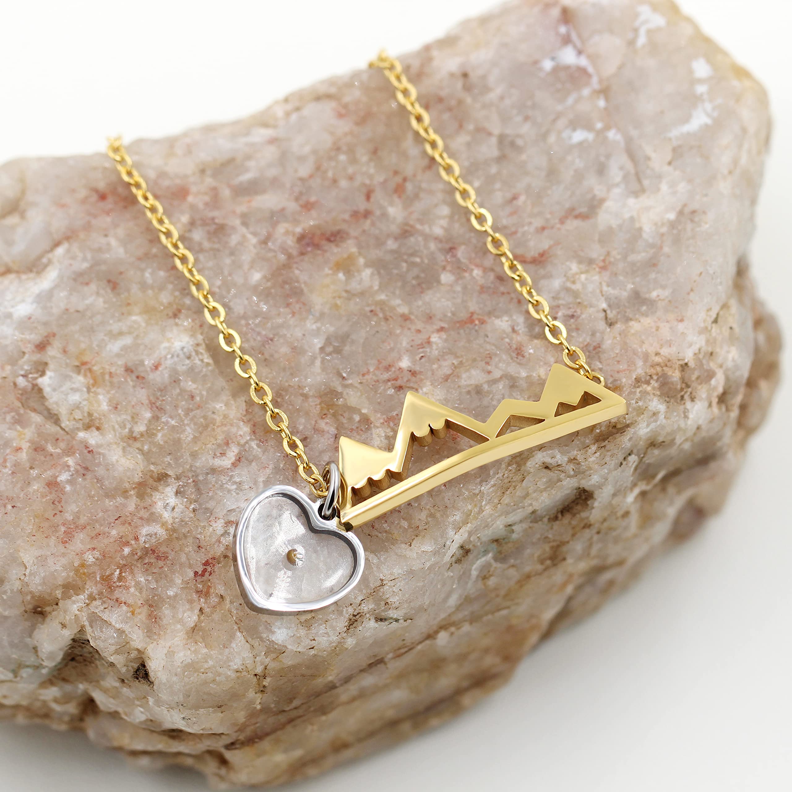 Uloveido Mustard Seed Pendant Necklace - Stainless Steel Mountain Range Jewelry for Women, Nature-Inspired Minimalist Necklace Y634 | Perfect for Hiking, Outdoor Adventures & Everyday Wear