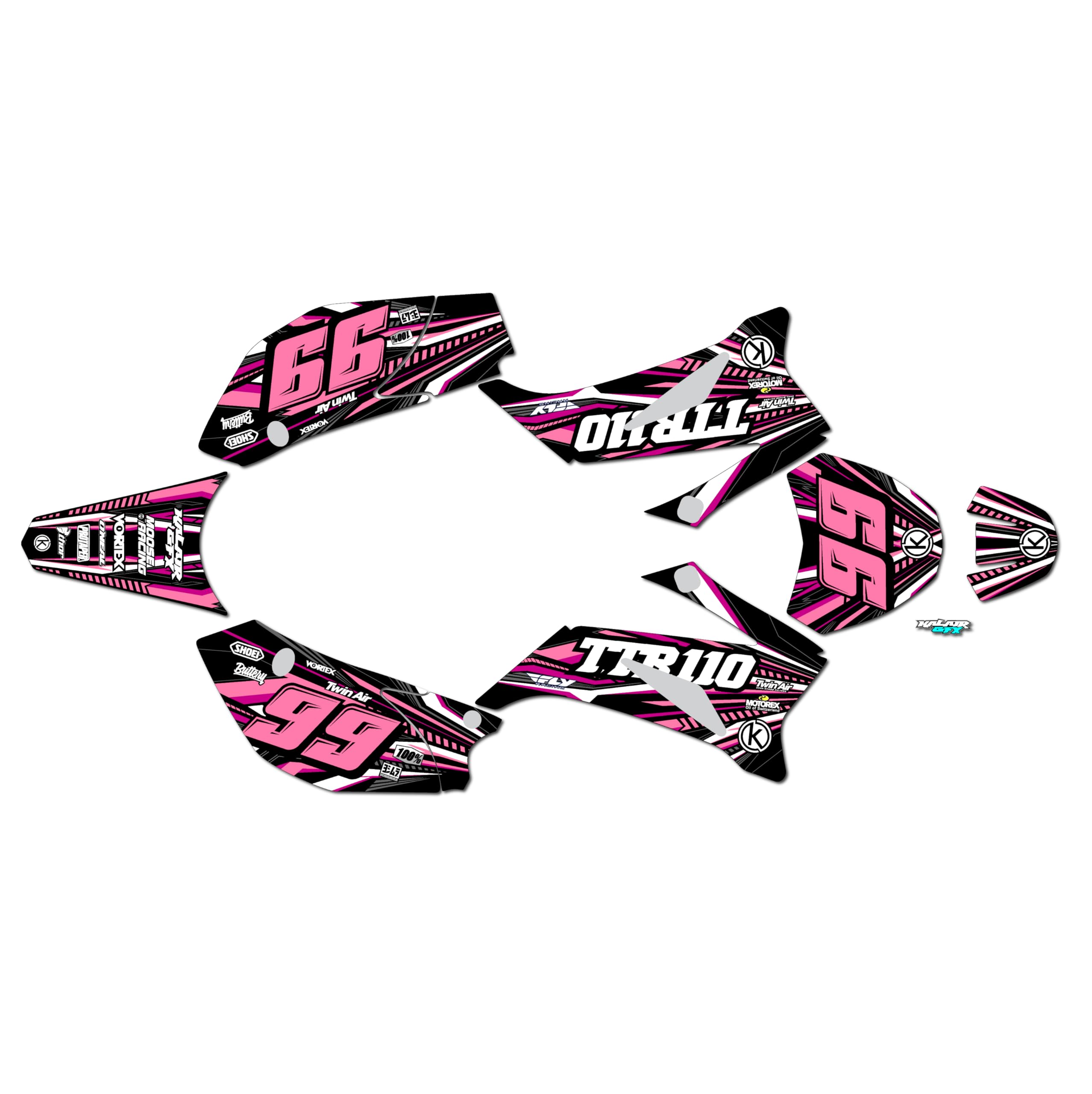 Yamaha TTR 110 (2008-2023) Dirt Bike Graphics Kit - Pink Prime Series 16 Mil Custom Racing Decals & Stickers (No Plastics Included) - Perfect for Motocross, Trail Riding & Bike Customization