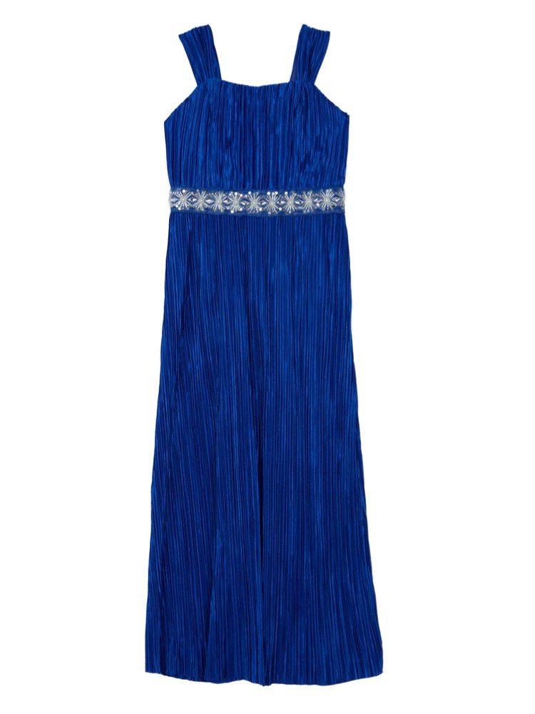 Blue Crinkle Party Dress for Girls - Special Occasion & Holiday Flower Girl Dress | Perfect for Weddings, Birthday Parties & Christmas Celebrations