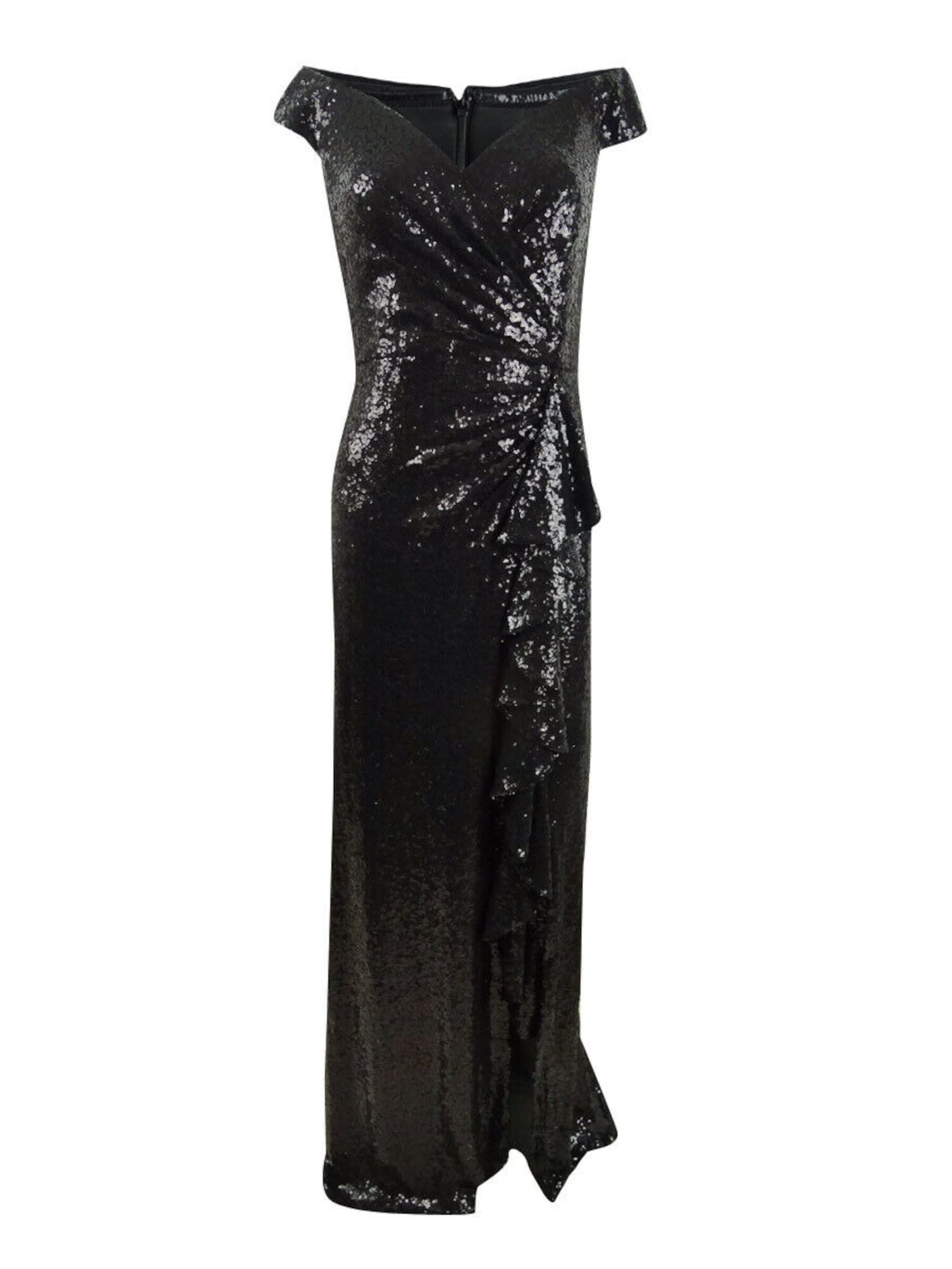 Tadashi Shoji Women's Sequin Gown Dress - Elegant Black Evening Gown, Size Small | Perfect for Prom, Wedding Guest & Formal Events