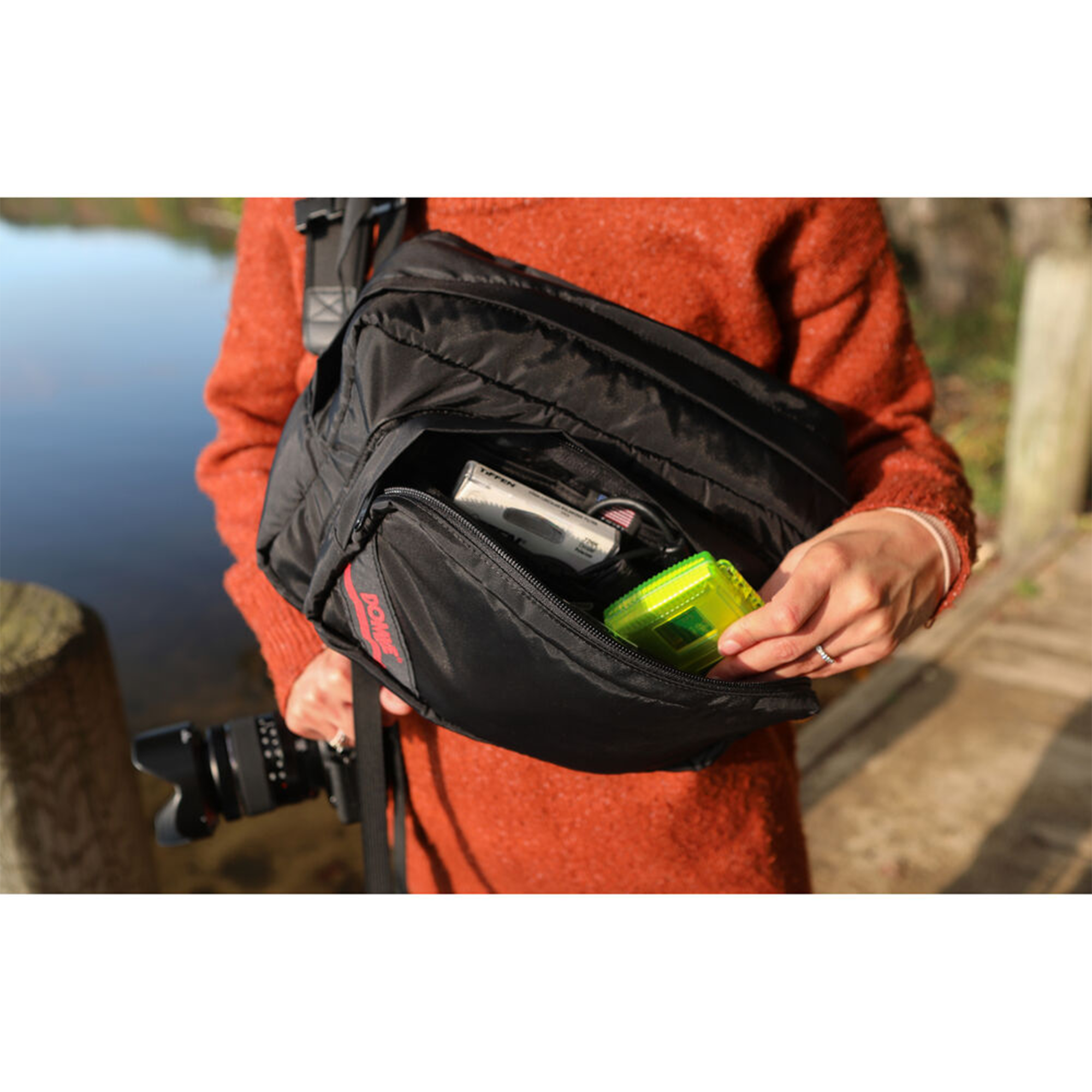 Domke 6L Black Nylon Sling Bag - Compact Crossbody Camera Bag for Photographers & Travel - Perfect for DSLR, Mirrorless Cameras & Everyday Carry