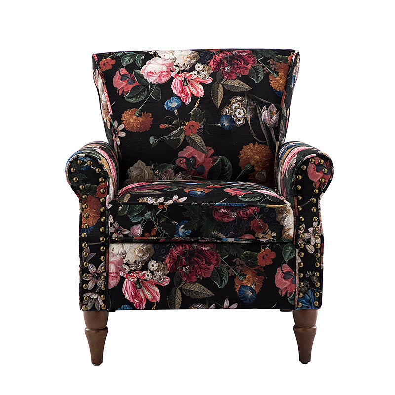 Artemisa Modern Floral Pattern Upholstered Armchair - Comfortable Living Room Accent Chair for Home Office & Lounge Decor