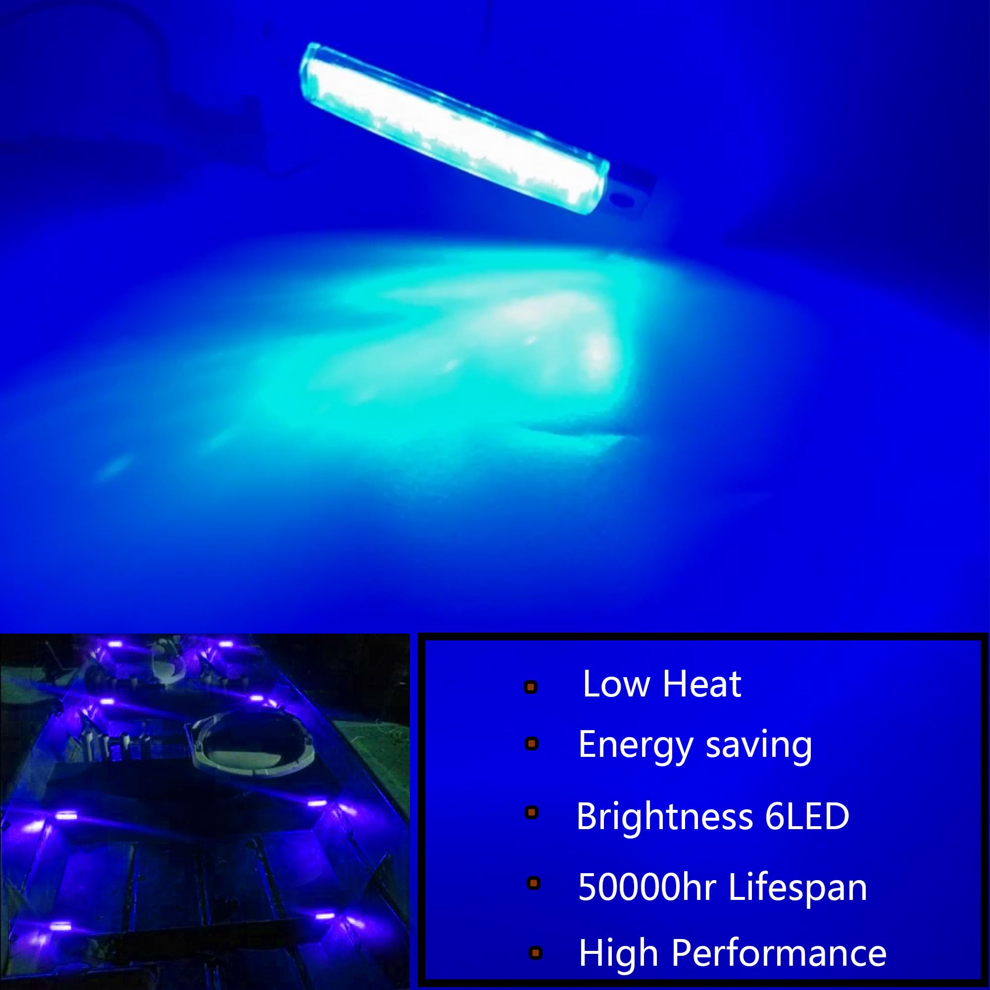 12V Blue Waterproof Marine Boat Lights - 10Pcs LED Navigation Lights for Deck, Transom, Cockpit, Bow & Stern - Perfect for Kayaks, Yachts, Fishing Boats, Pontoons & Sailboats - Ideal for Night Fishing, Cruising & Water Safety