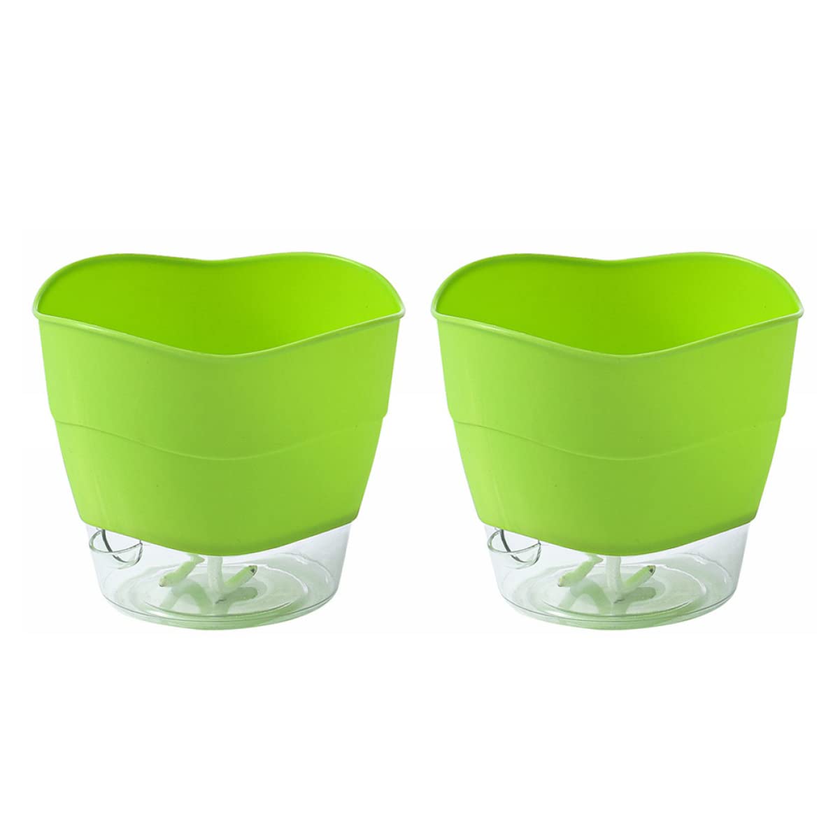 HANABASS 2-Pack Self-Watering Plant Pots with Absorbent Rope - Clear Flower Pots for Indoor Plants, Automatic Watering System for Herbs, Succulents, and Home Decor - Perfect for Windowsills, Offices, and Gifts