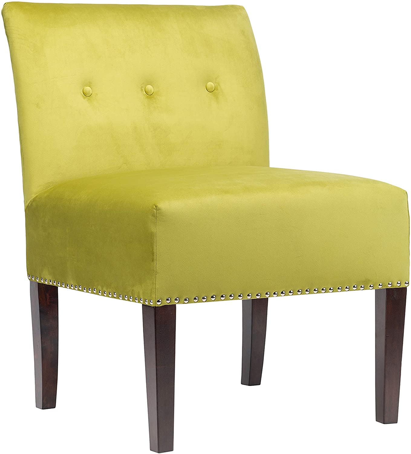 Modern Upholstered Armless Slipper Chair - Samantha Collection by Sole Designs, Green Accent Chair for Living Room, Bedroom & Office (24