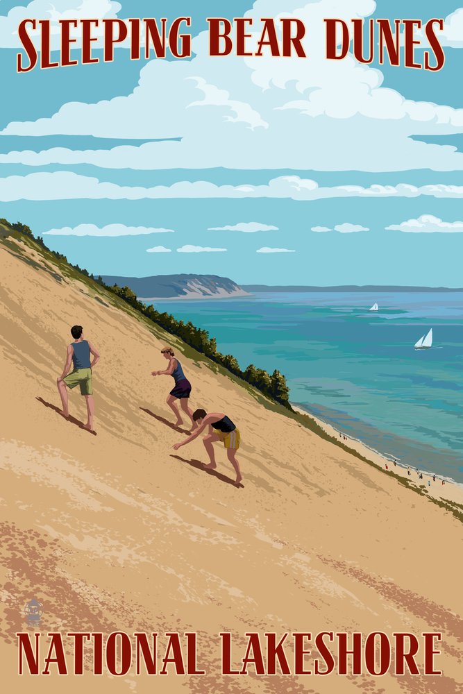 Lantern Press Michigan Sleeping Bear Dunes Wall Art - 12x18 Wrapped Canvas Print for Home & Office Decor - Perfect for Living Room, Bedroom or Gift