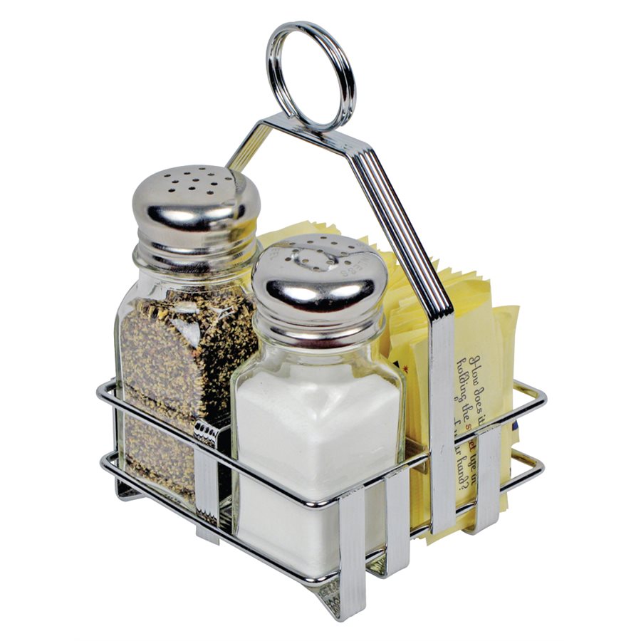 Winco Chrome Plated Cruet Rack - Organize Salt & Pepper Shakers, Sugar Packets - Perfect for Restaurants, Diners & Kitchen Countertops