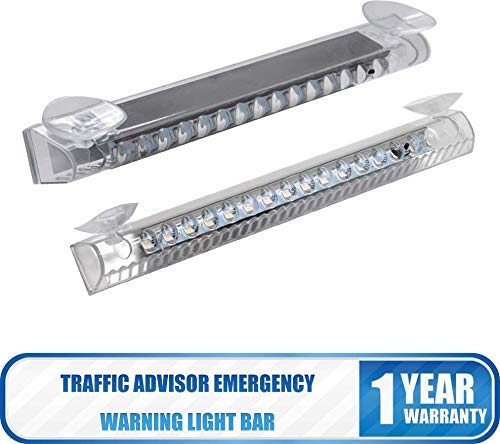 14 LED Solar Wireless Emergency Warning Light Bar - Traffic Advisor for Car Rear Window, Multi-Functional Vehicle Safety Lamp | Perfect for Roadside Emergencies, Construction Zones & Nighttime Visibility