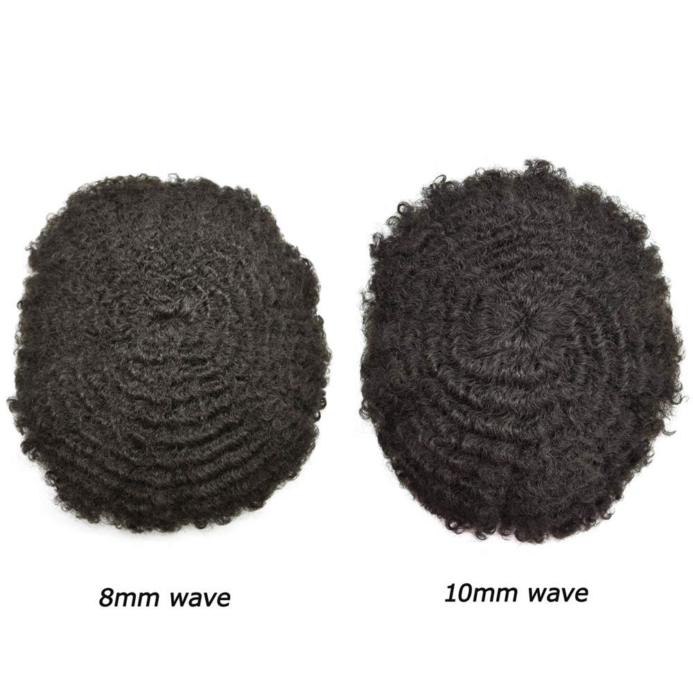 Brazilian Human Hair Afro Wig for Black Men - 8x10 Lace Front Wig with Kinky Curly Hair - 1B Off Black 12MM - Natural Looking African American Men's Hair Replacement System | Perfect for Cosplay, Daily Wear & Special Occasions