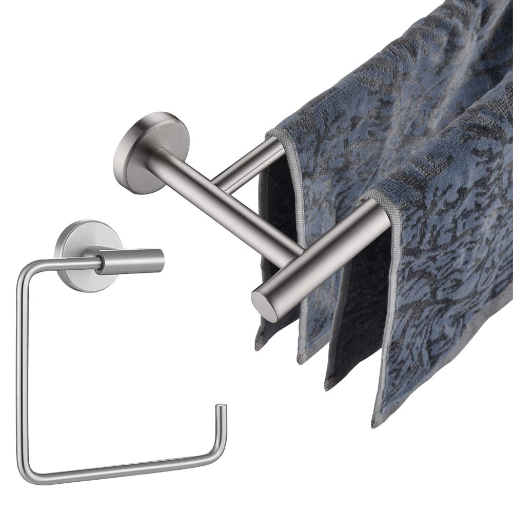 Stainless Steel Square Towel Ring Holder - 6 Inch Brushed Nickel Wall Mounted Bathroom Accessory (TR140-BN) - Perfect for Modern Bathrooms & Powder Rooms