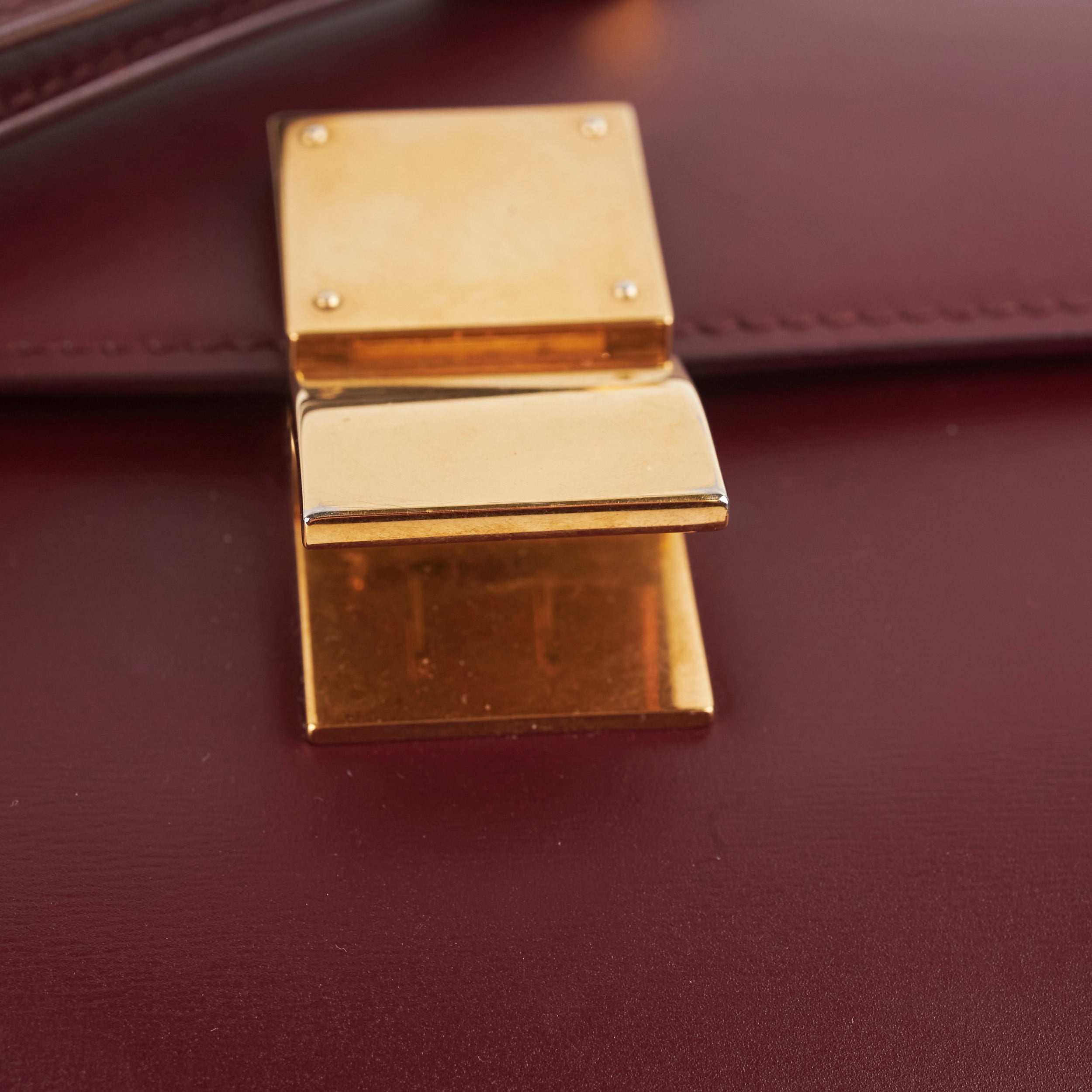 Celine Medium Box Burgundy Leather Crossbody Bag for Women | Luxury Designer Shoulder Purse | Perfect for Work, Travel & Evening Out