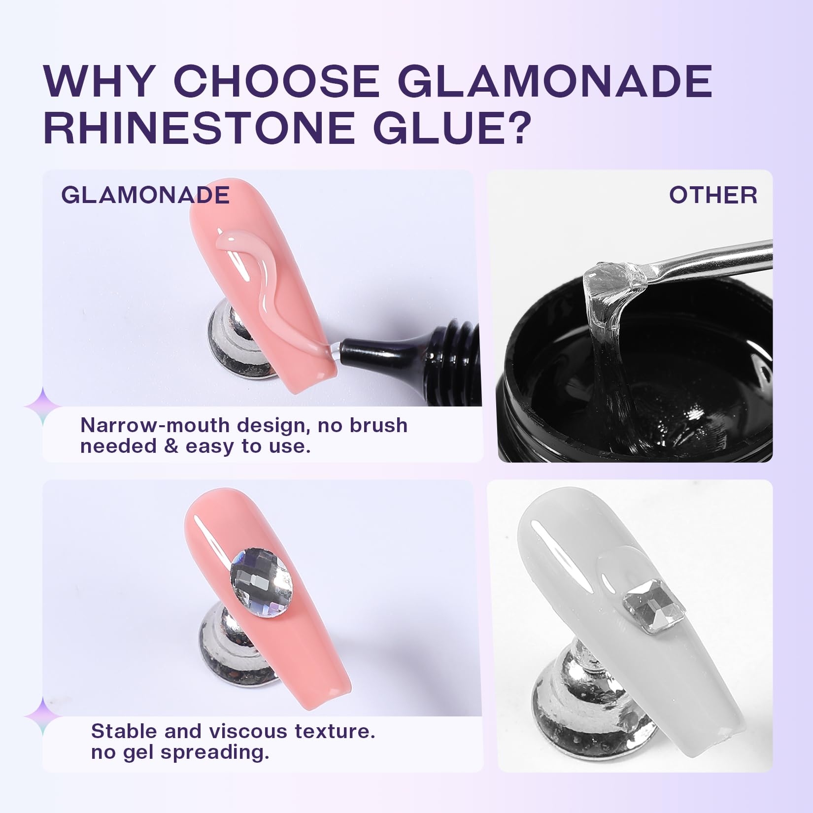 30g Super Strong Nail Rhinestone Glue - No Wipe Clear Gel for 3D Nail Art, DIY Nail Designs & Nail Charms | Professional Nail Tech Supplies | Perfect for Salon, Home Manicures & Nail Art Enthusiasts