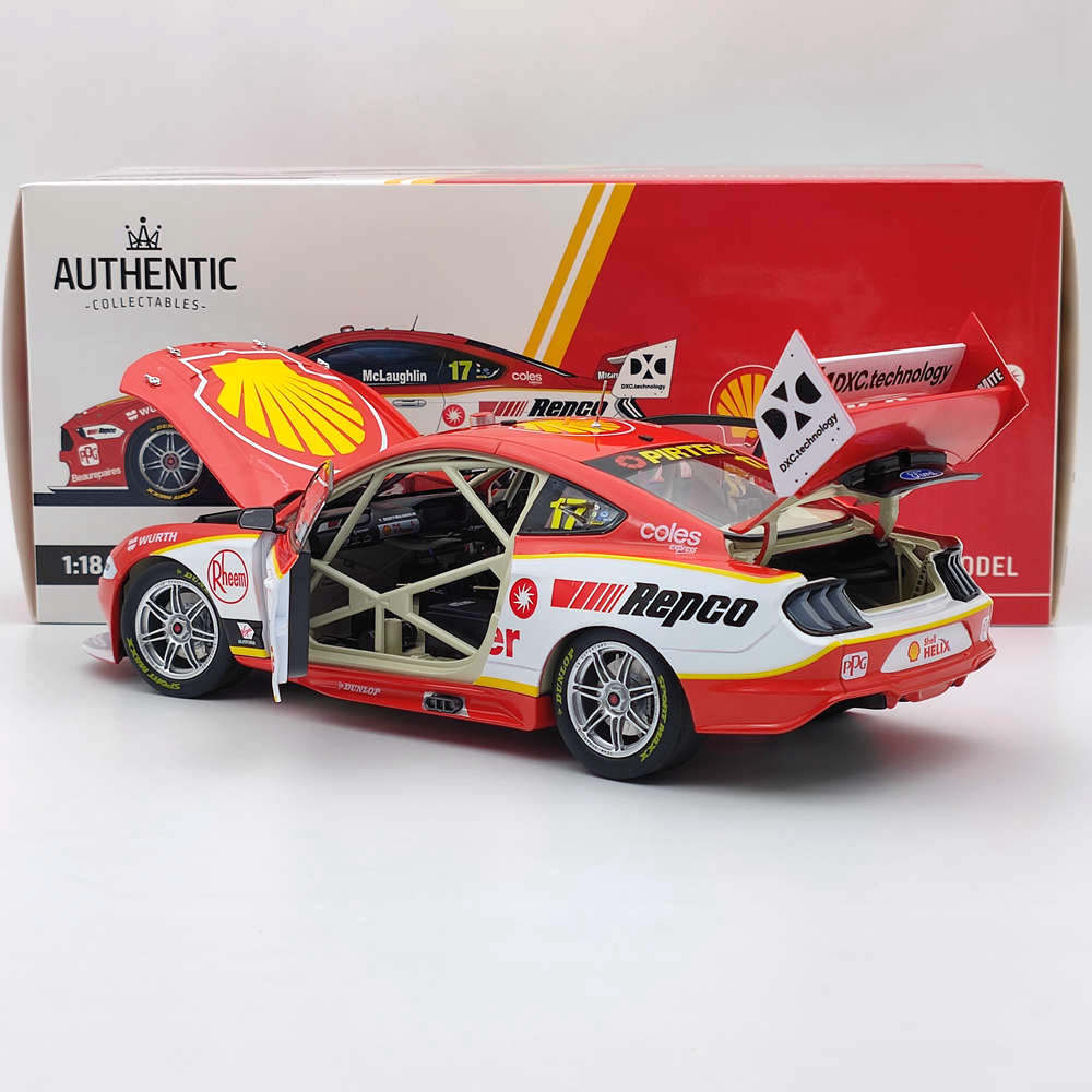 1/18 Scale Authentic SHELL V-Power Racing #17 Ford Mustang GT 2020 Diecast Model Car - Scott McLaughlin Collectible Toy for Racing Fans & Gift for Car Enthusiasts - Perfect for Display, Collection, and Racing-Themed Decor