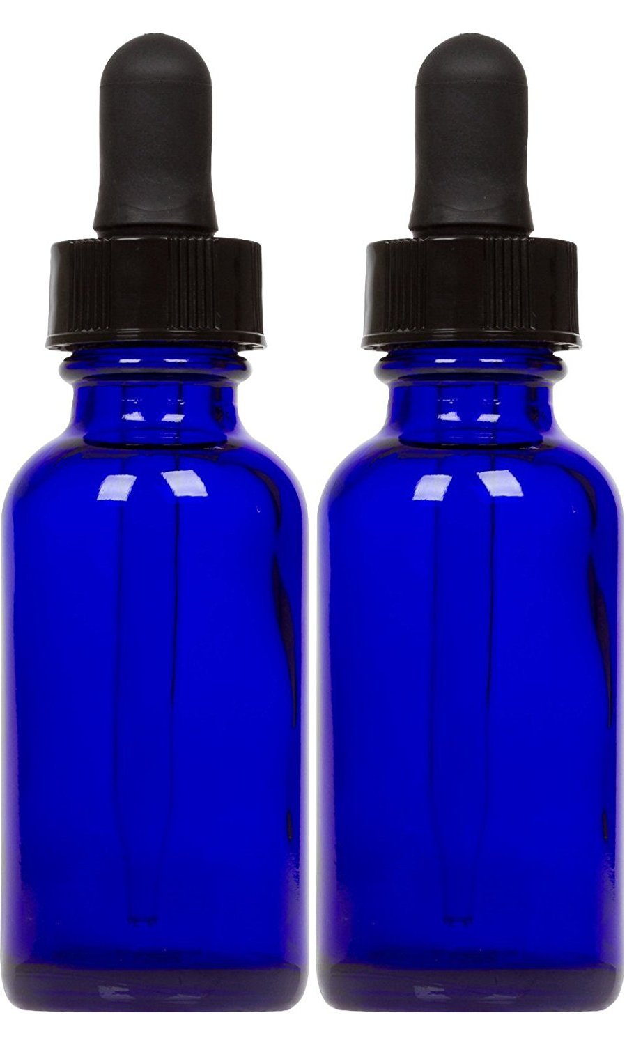 Premium 1 oz Cobalt Blue Glass Bottles with Dropper (2-Pack) - Essential Oil Bottles, Perfume Containers & Cologne Storage - Includes Blank Labels - Perfect for DIY Beauty, Aromatherapy & Travel Size Liquids