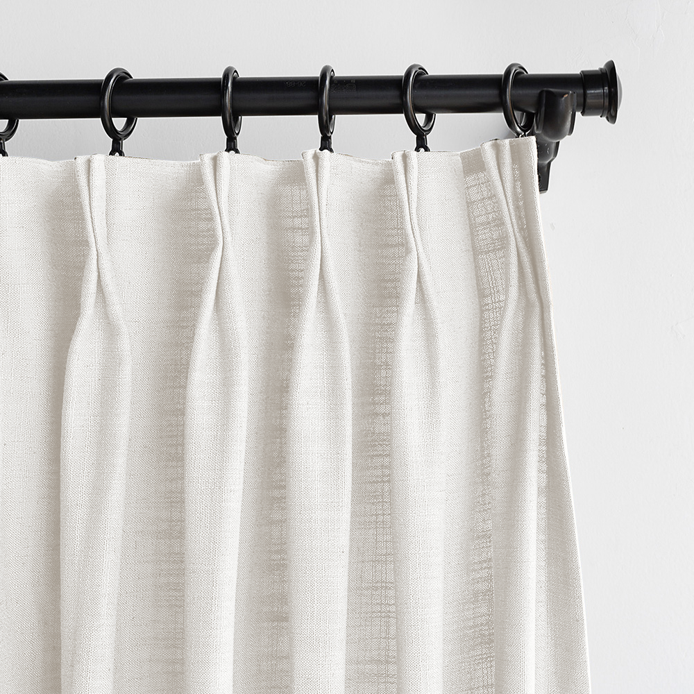 Pinch Pleated Blackout Curtains - 100% Linen Thermal Insulated Drapes for Bedroom & Living Room, Natural Green Modern Custom Window Treatments, Noise Reducing & Light Blocking for Better Sleep