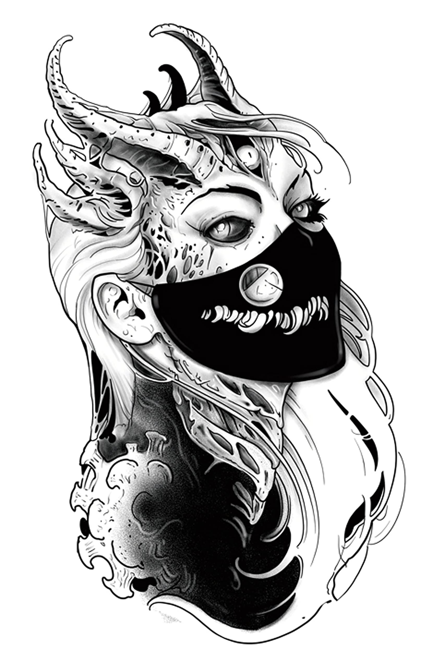 Waterproof Temporary Tattoo Stickers for Men & Women - 3D Realistic Flowers, Butterflies, Stars, Angels & Wolf Designs | Armband & Word Tattoos | KT-56 (21x15cm) | Perfect for Parties, Halloween Costumes & Festival Body Art