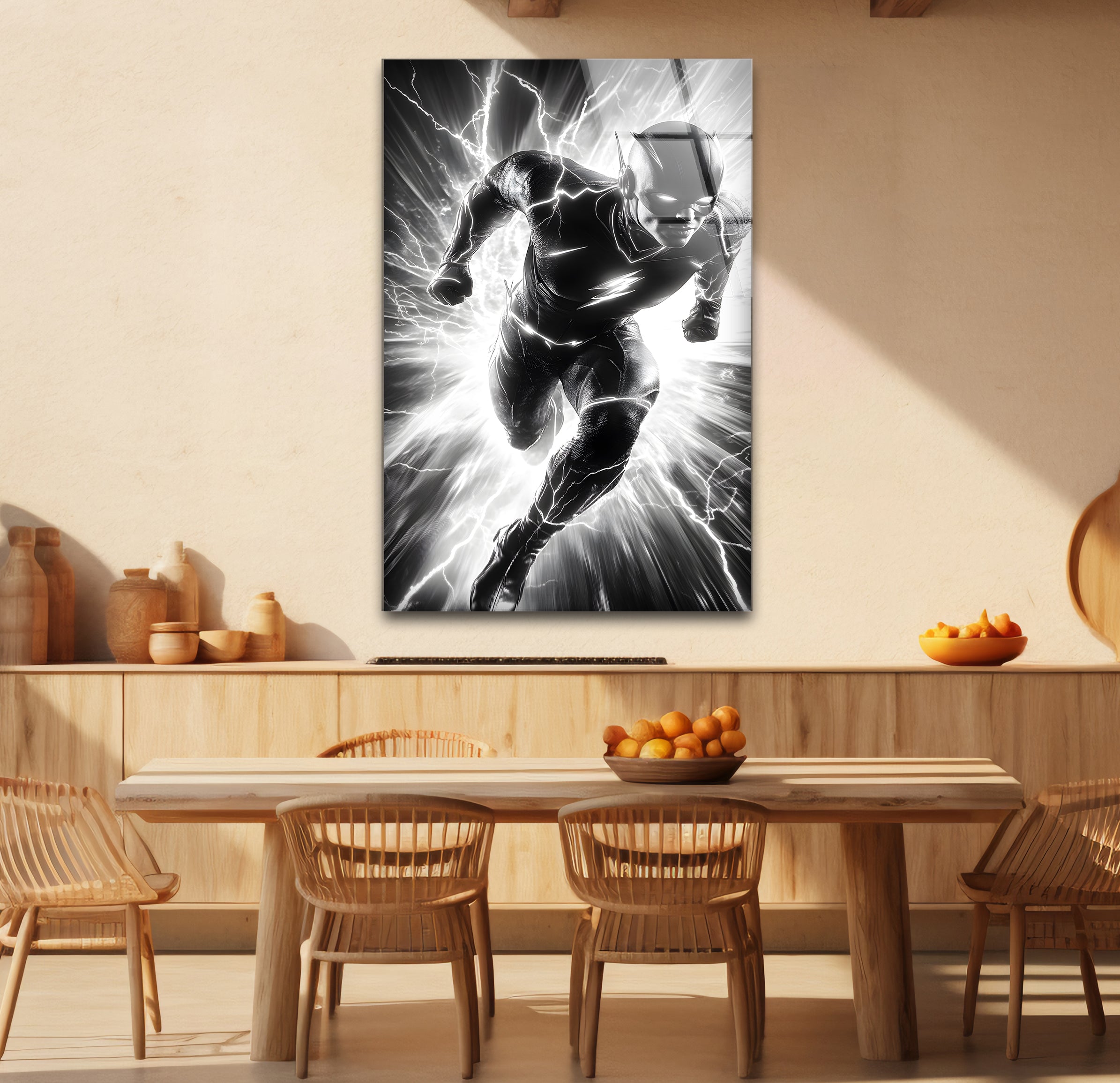 Black and White Flash Glass Wall Art - Modern Abstract Home Decor for Living Room, Bedroom & Office - Perfect for Gifts and Interior Design