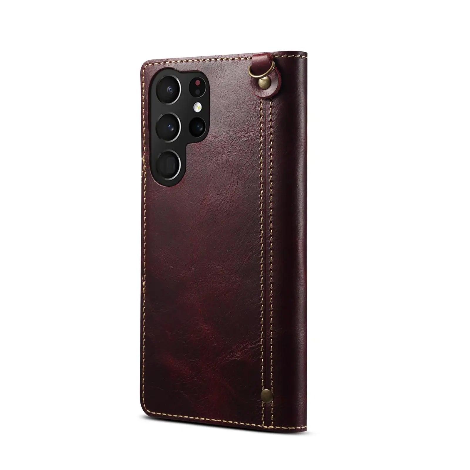 Samsung Galaxy S24 Plus Genuine Cowhide Leather Wallet Case with Card Slots - Perfect for Business, Travel & Everyday Use