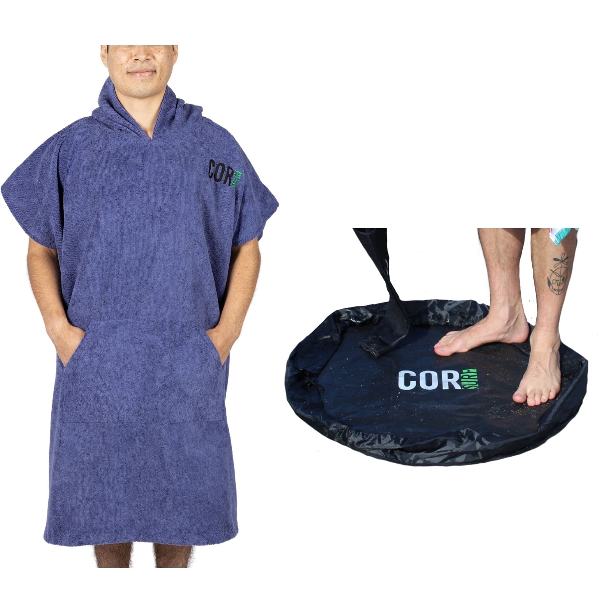 Corf Surf Changing Swim Towel & Wetsuit Changing Mat Bundle - Quick Dry Beach Towel for Surfing, Swimming & Outdoor Activities