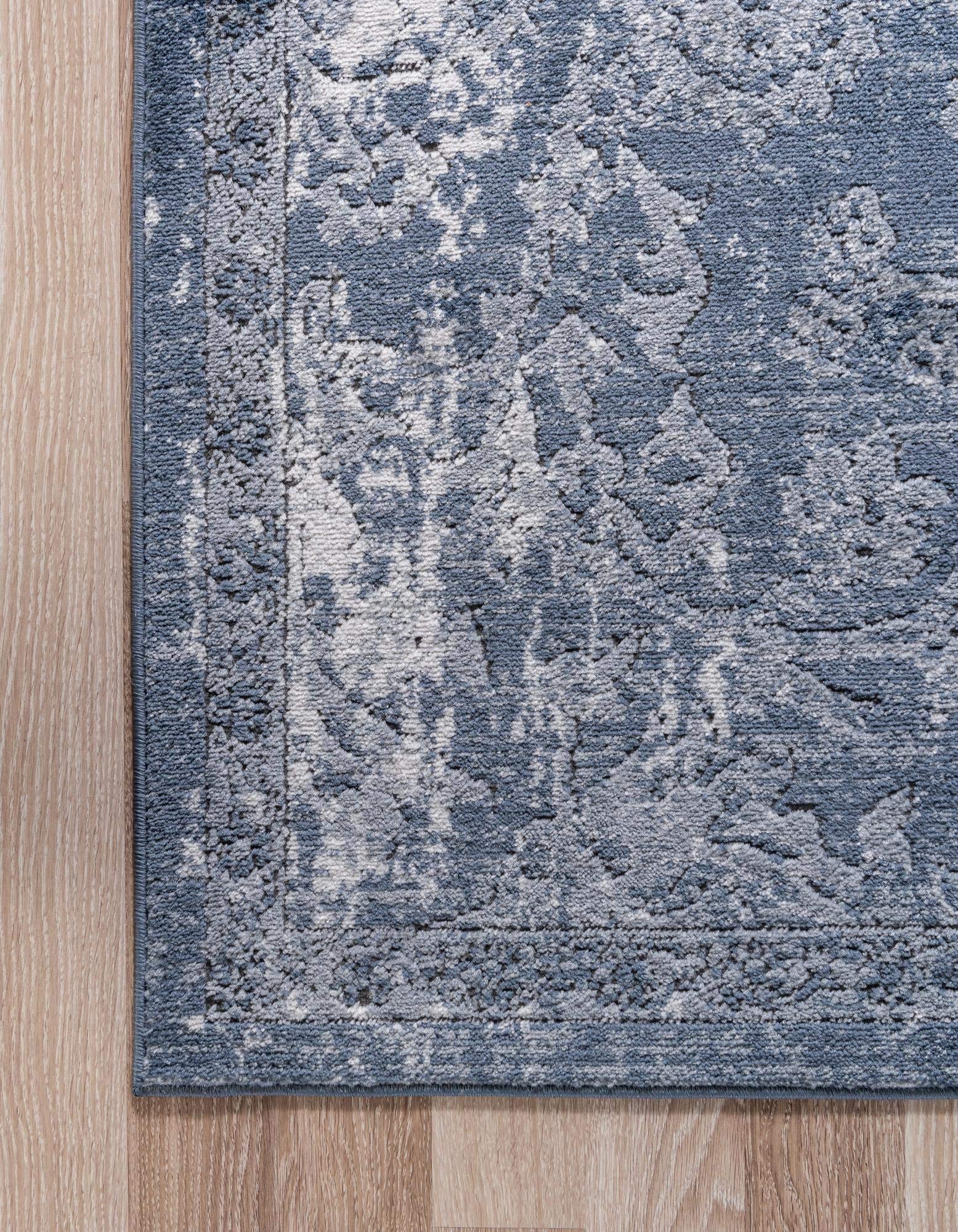 Premium 8x8 Ft Blue Low-Pile Area Rug - Oregon Collection for Living Room, Bedroom & Entryway - Soft Modern Floor Carpet for Home Decor