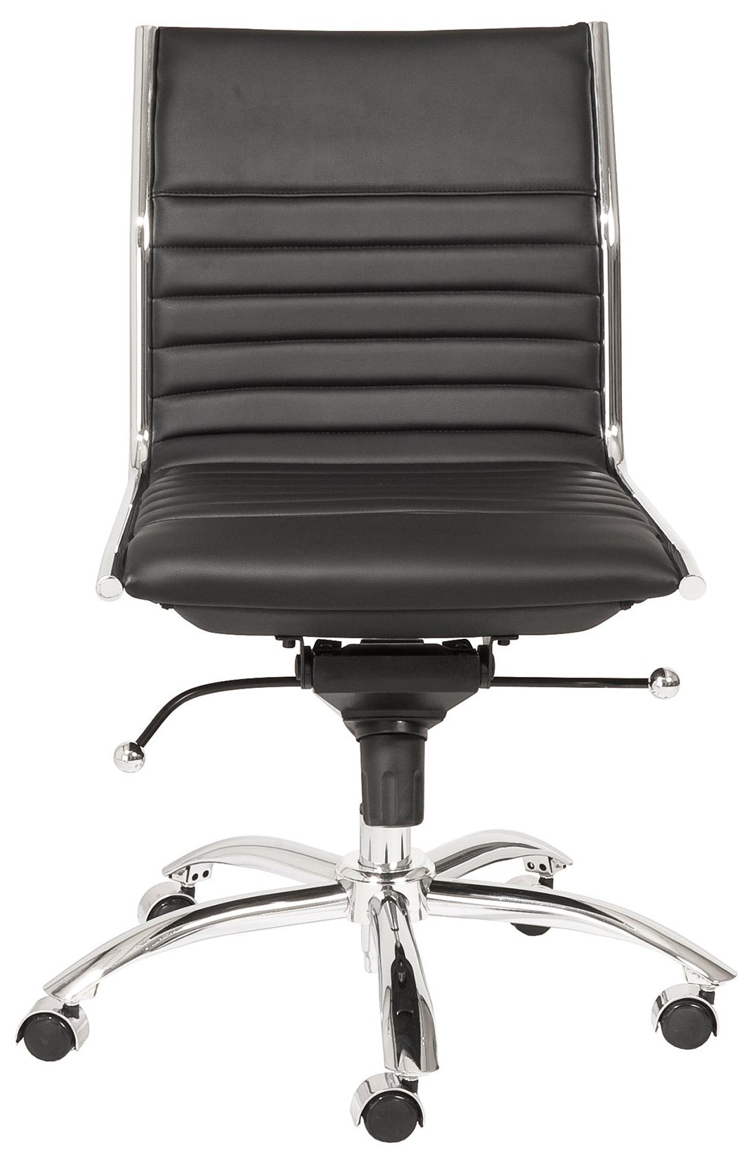 Euro Style Dirk Low Back Office Chair - Armless Ergonomic Design with Chrome Steel Base for Home, Office & Workspace Comfort