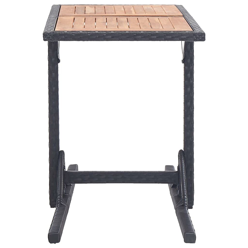 Modern Outdoor Furniture Set - Black Solid Acacia Wood & Poly Rattan Dining Table for Poolside, Porch, Patio, Backyard & Garden | Fast Shipping | Perfect for Outdoor Entertaining & Relaxation