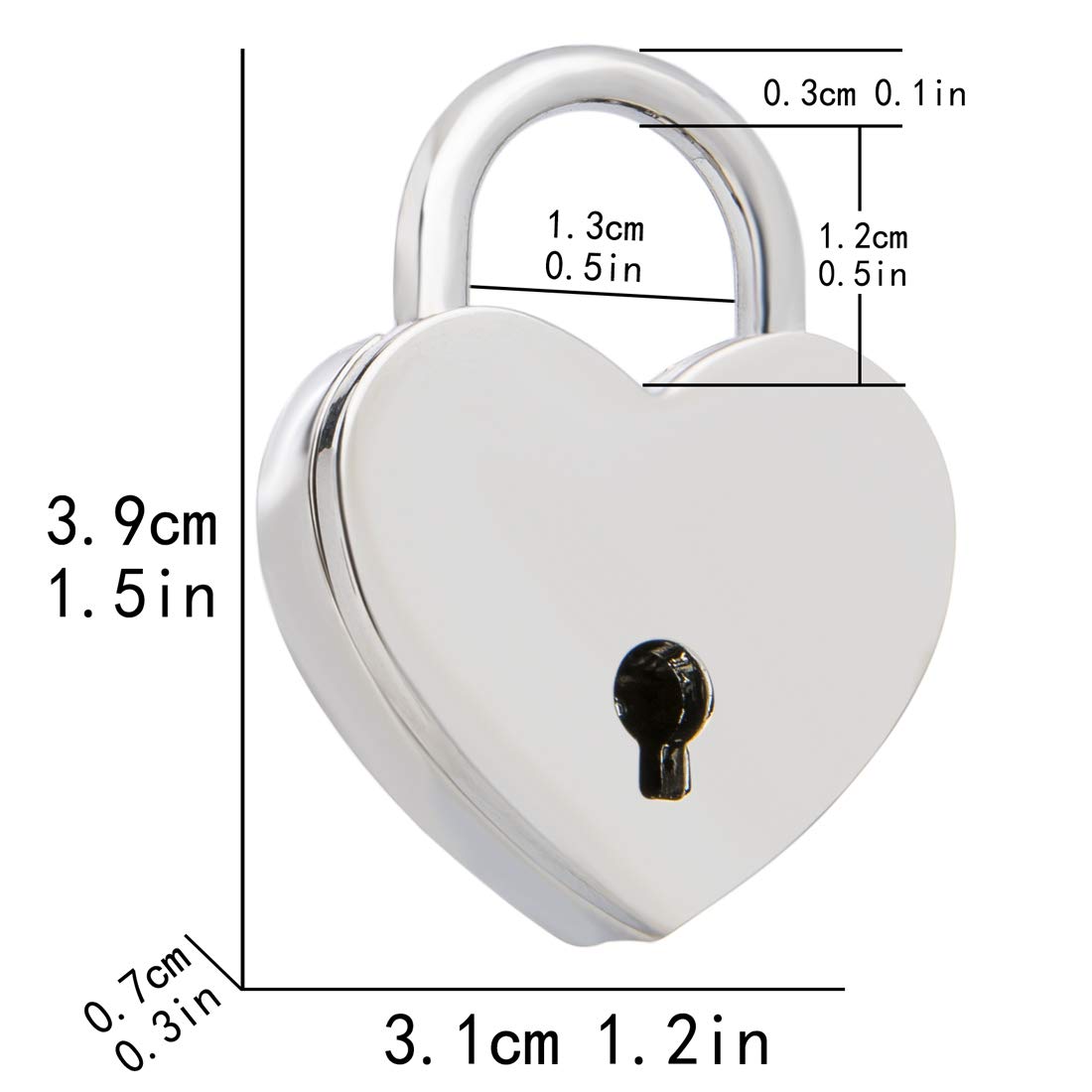4PCS Alloy Heart-Shaped Padlock with Keys - Secure Jewelry Box, Storage Box, Diary & Luggage - Romantic Gift for Valentine's Day, Anniversary & Travel (Silver)