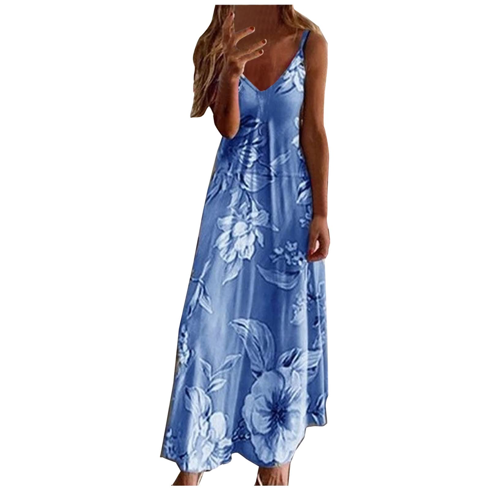 Floral Printed Sling Maxi Dress for Women - Summer Slimming Long Dress, Sexy Party & Beach Dress, Casual Suspender Dress | Perfect for Vacations, Weddings & Outdoor Events
