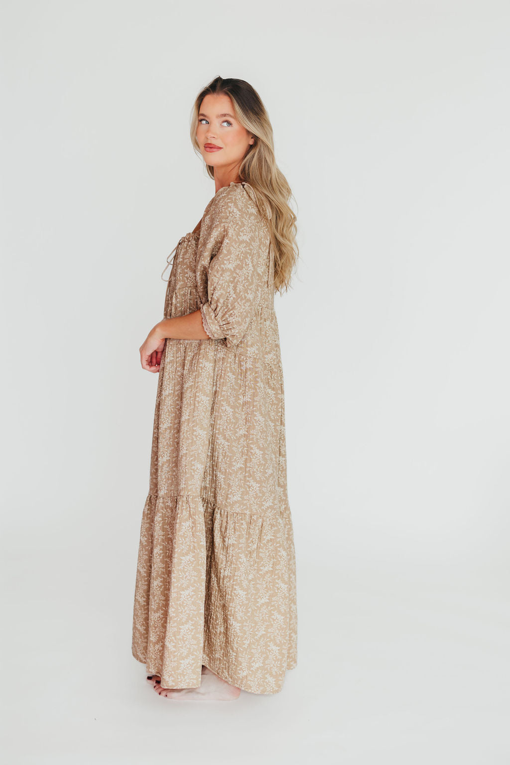 Bump Friendly 100% Cotton Maxi Dress in Mocha - Flowy Maternity Dress for Pregnancy & Nursing (XS-XL) | Perfect for Baby Showers, Beach Vacations & Summer Outings