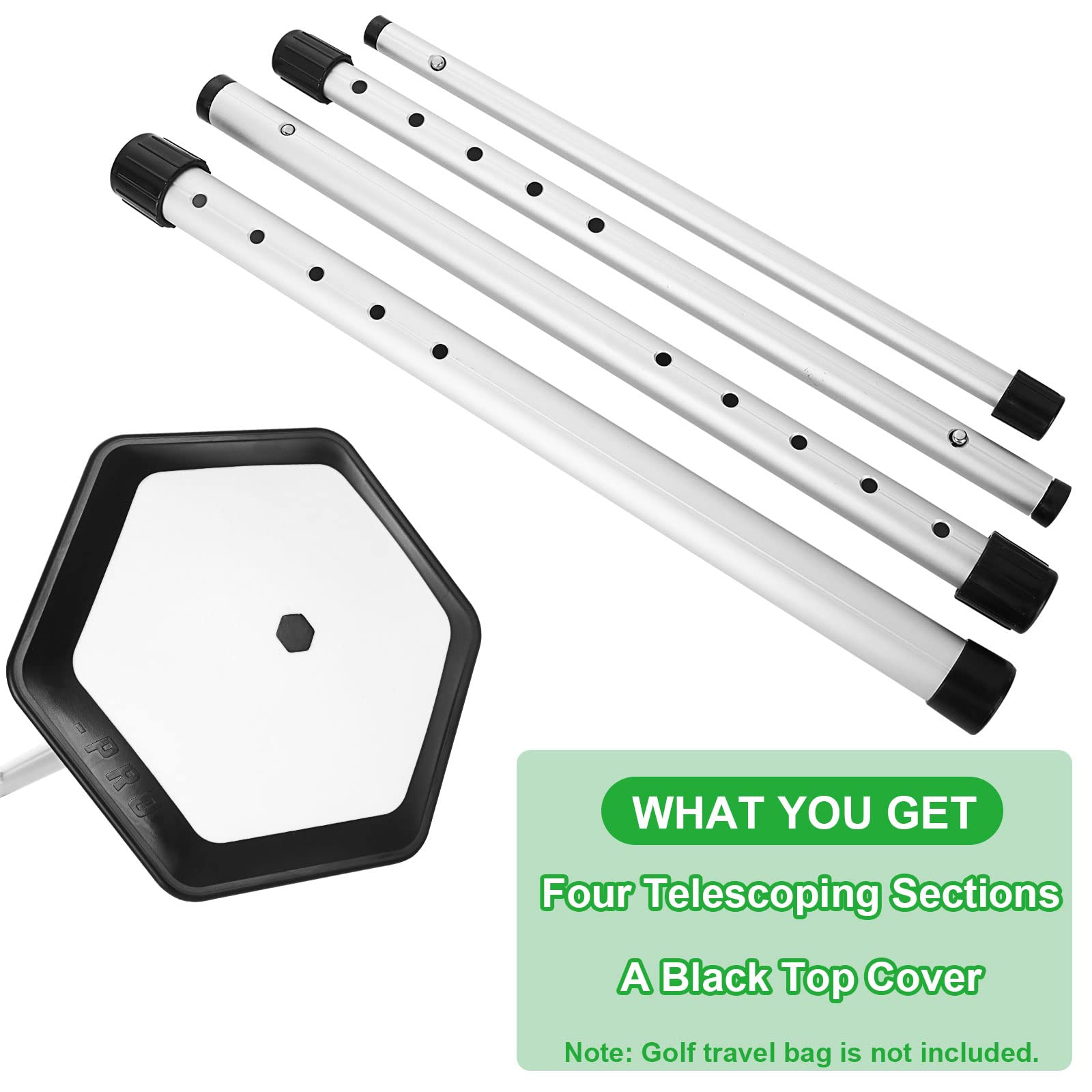 MNKNENG Telescoping Aluminum Alloy Golf Stiff Arm - Oversized Anti-Impact Support Rod Pole for Golf Travel Bags | Durable Golf Club Protector Stick for Air Travel & Road Trips