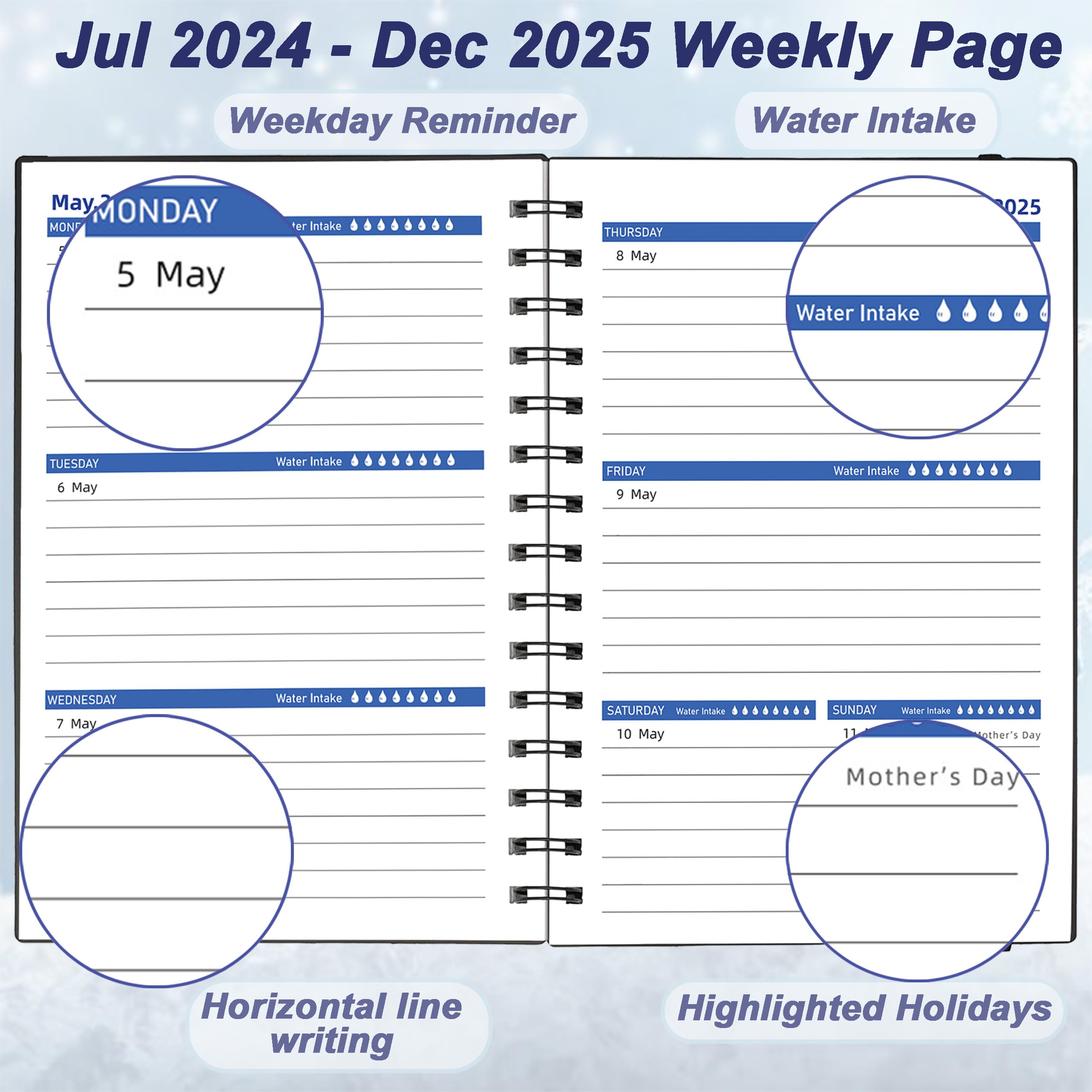 2024-2025 Academic Planner | 18-Month Weekly & Monthly Planner (July 2024-Dec 2025) with Tabs | A5 Size Daily Organizer with 100GSM Thick Paper | Perfect for Students, Professionals & Goal Tracking | Black Hardcover Planner