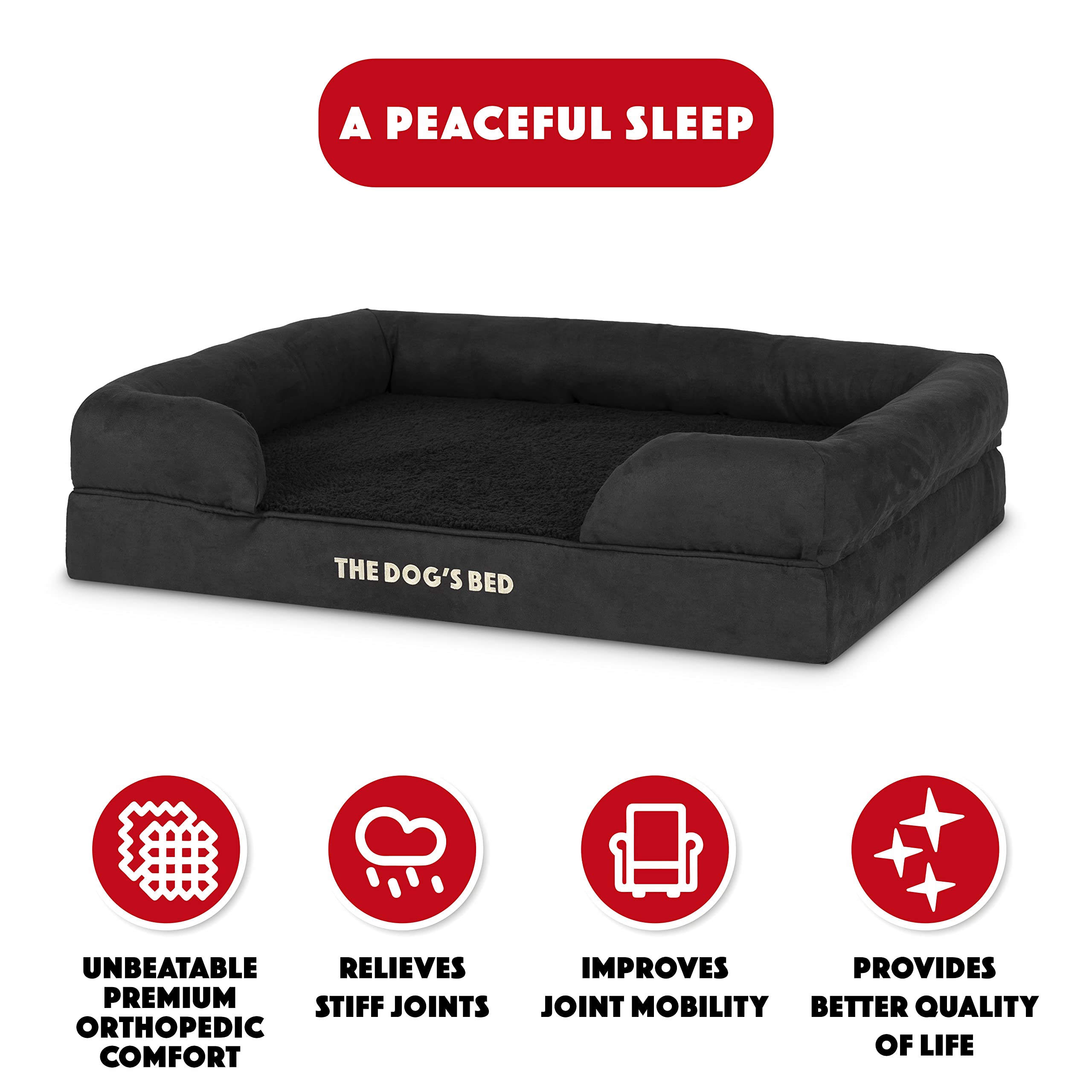 Large Memory Foam Dog Bed for Arthritis & Hip Relief - Waterproof Washable Cover - Perfect for Post-Surgery Recovery & Joint Pain
