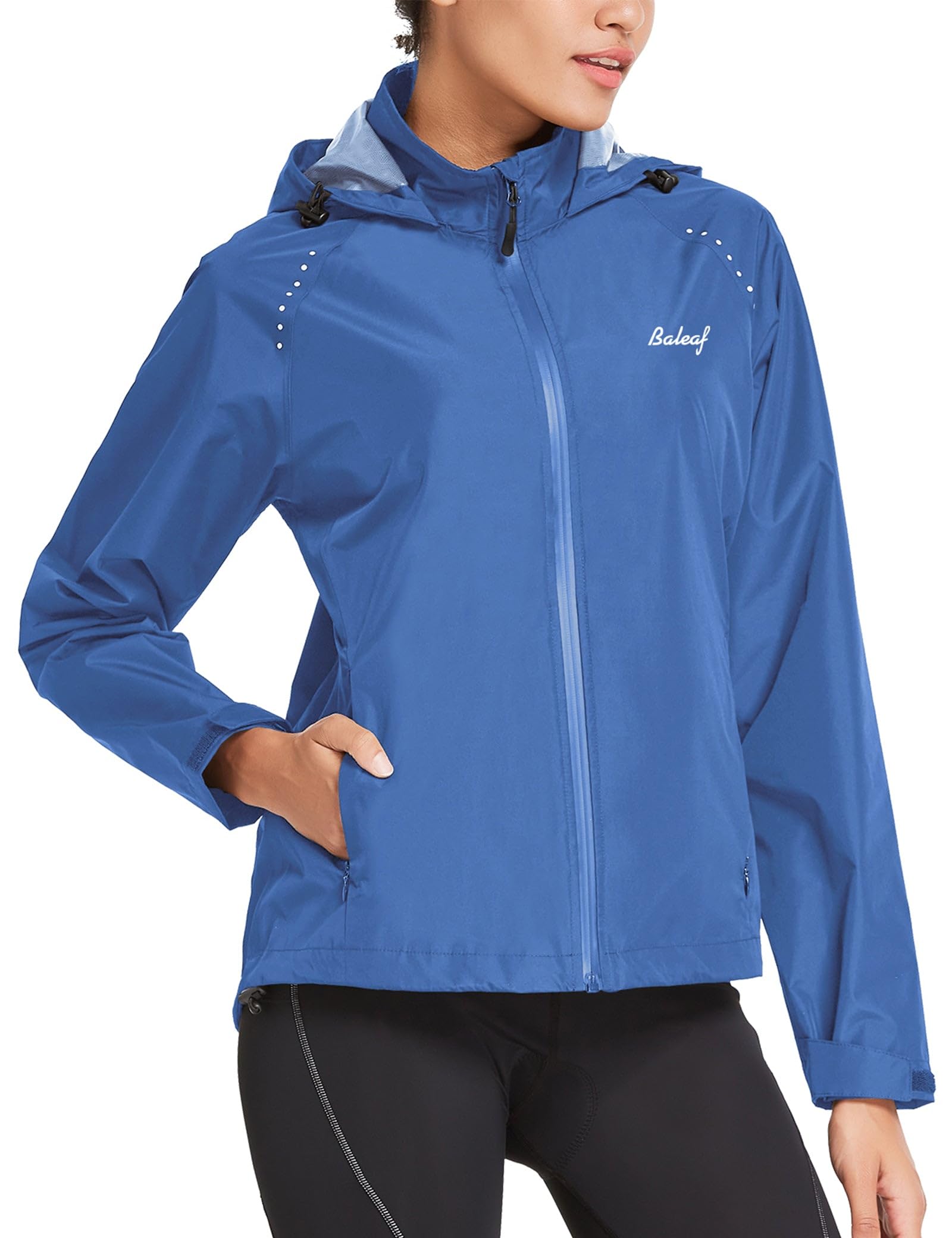 BALEAF Women's Waterproof Windbreaker Jacket - Lightweight Raincoat with Hood for Running, Cycling & Outdoor Activities | Reflective & Packable Design for Hiking, Travel & Commuting