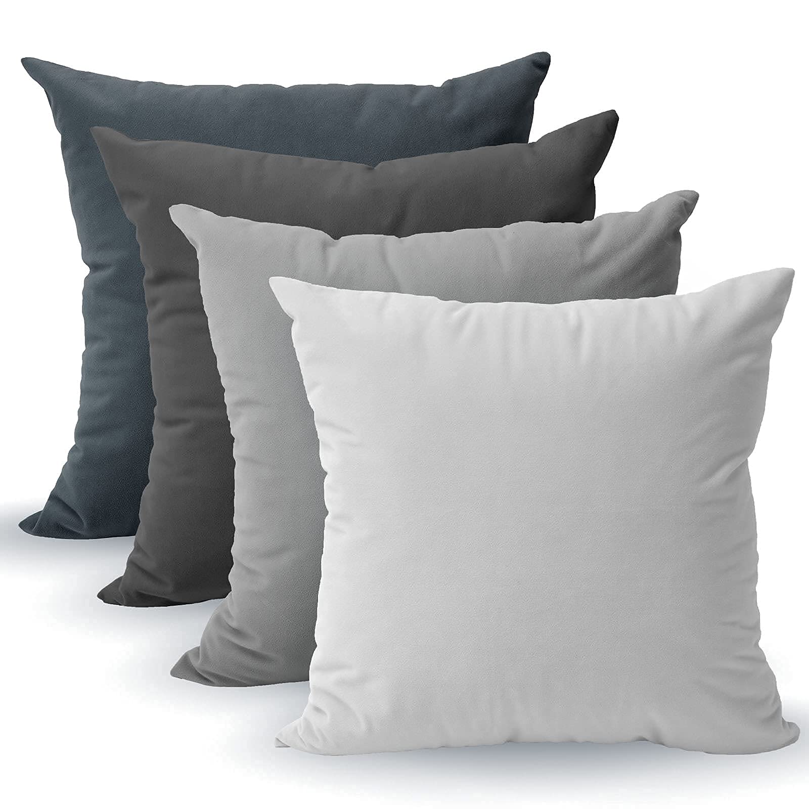 Luxury Velvet Throw Pillow Covers Set of 4 - 18x18 Inch Soft Square Decorative Cushion Covers for Sofa, Bed, Couch & Home Decor - Grey Series - Perfect for Living Room, Bedroom & Cozy Home Styling