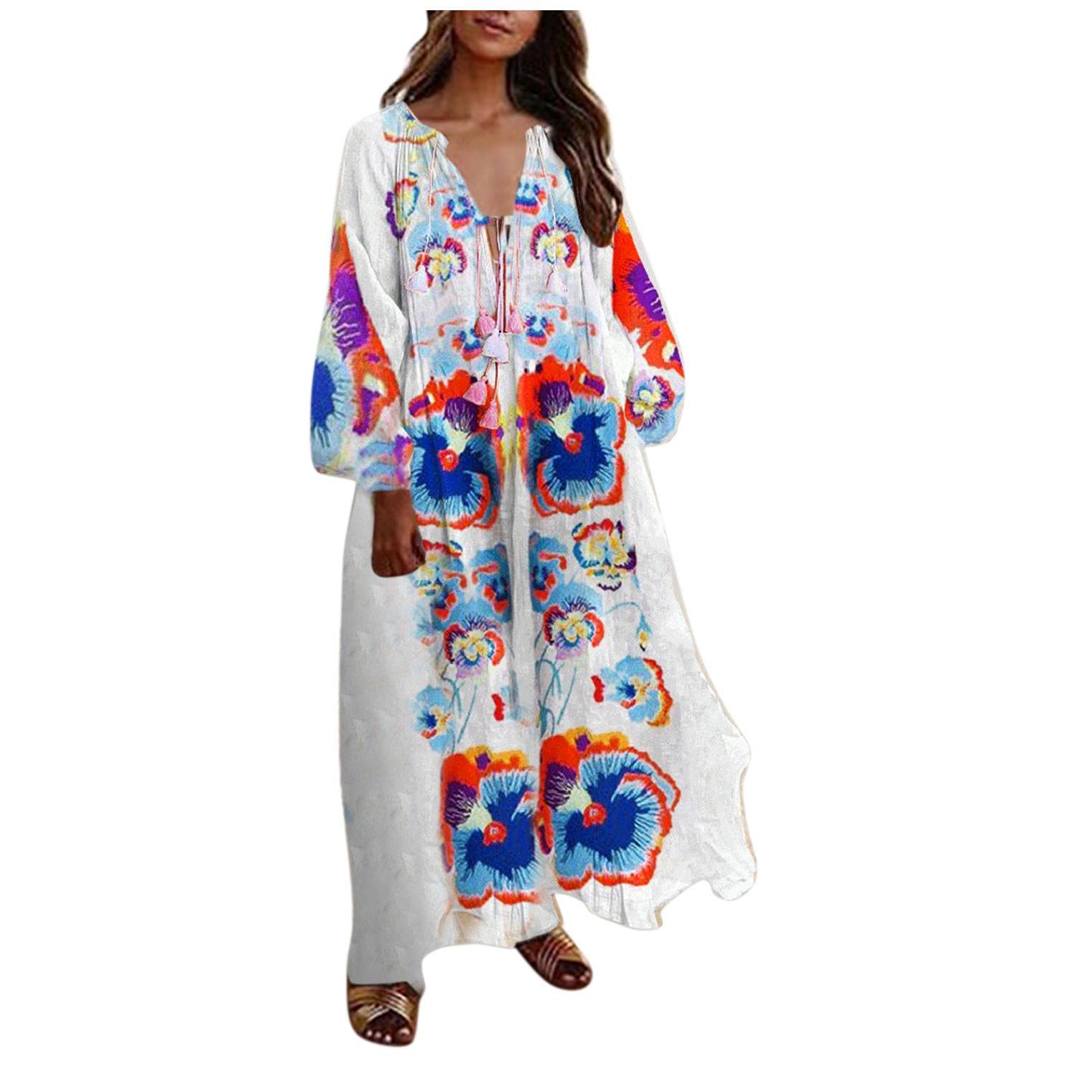 Plus Size Floral Maxi Dress for Women - Loose Bohemian Long Dress for Summer & Beach Vacations | Perfect for Casual Outings, Beach Parties, and Resort Wear
