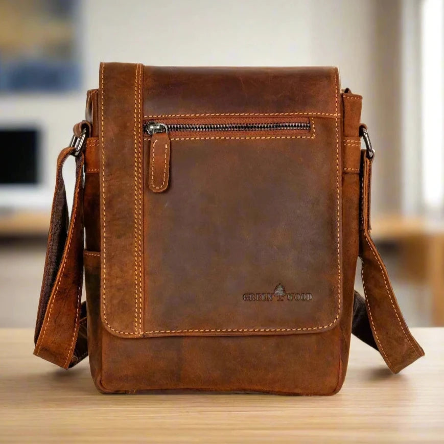 Premium Genuine Leather Henry Mini Messenger Bag for Men & Women - Stylish & Durable Crossbody Bag for Work, Travel & Daily Use