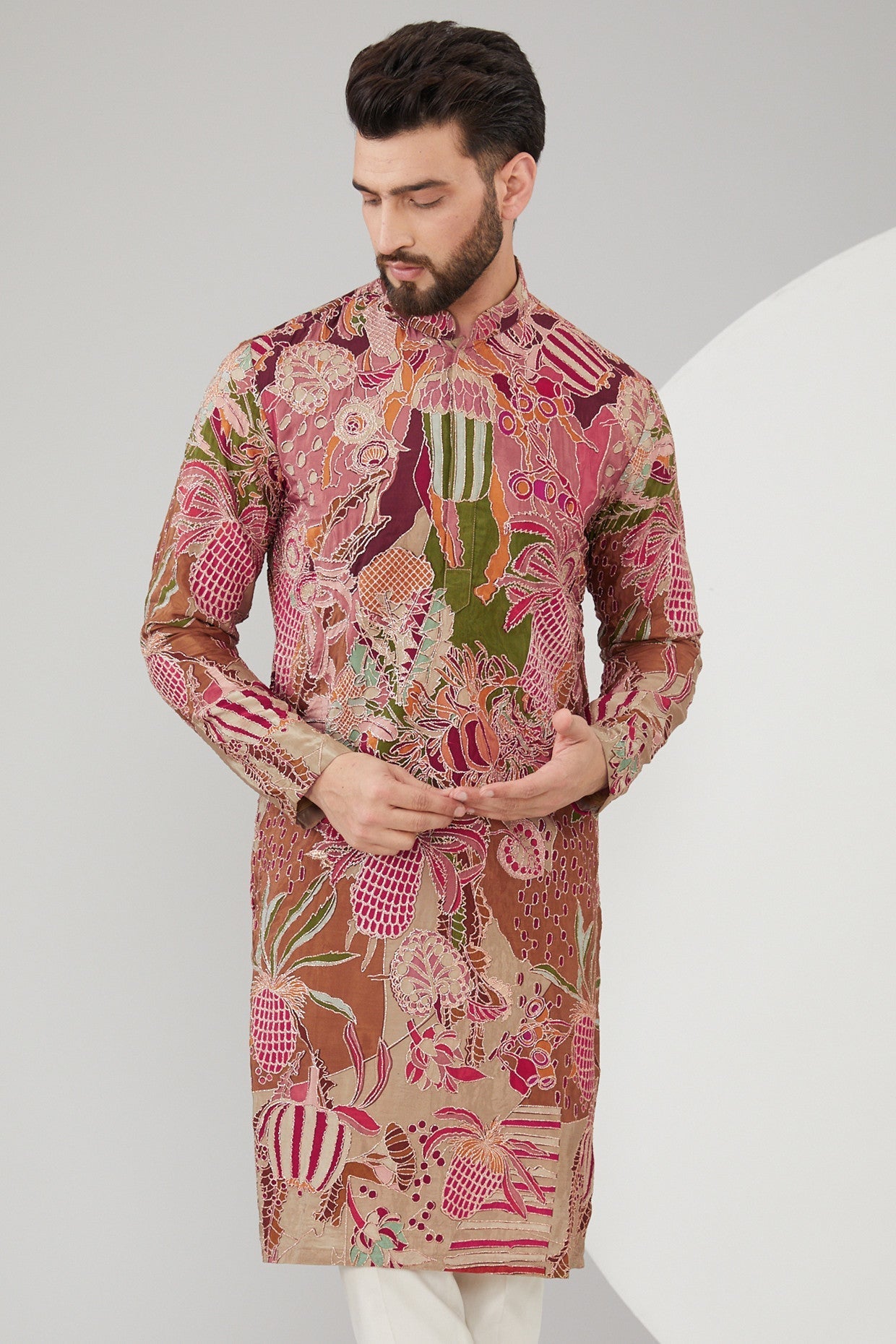 Stylish Multi-Colored Slub Silk Abstract Embroidered Kurta for Women - Perfect for Festivals, Weddings & Casual Wear