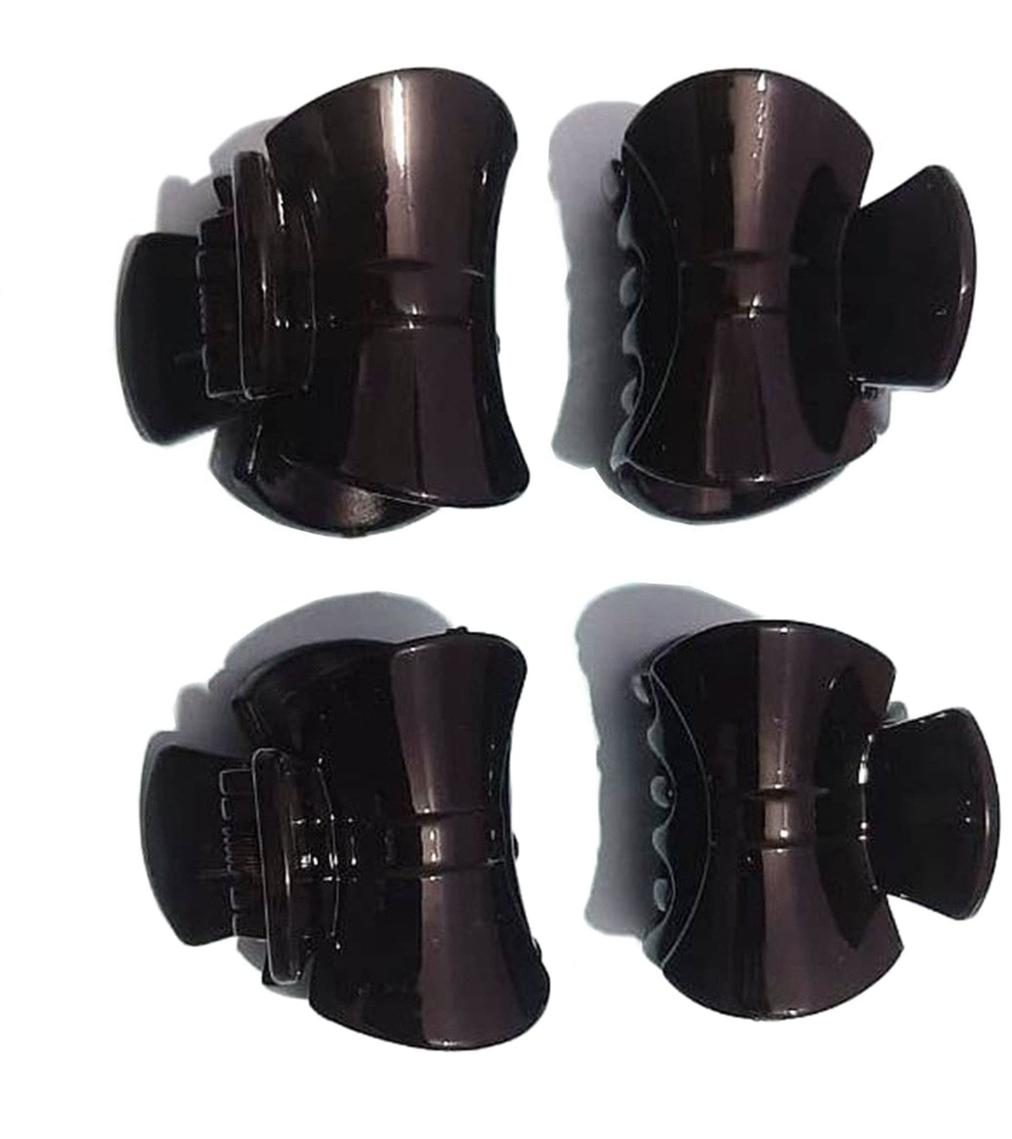 Non-Slip Plastic Hair Claw Clips for Women & Kids - 4 Pack Black Hair Clips for Girls, Babies & Toddlers - Perfect for School, Work, Gym & Everyday Hairstyles