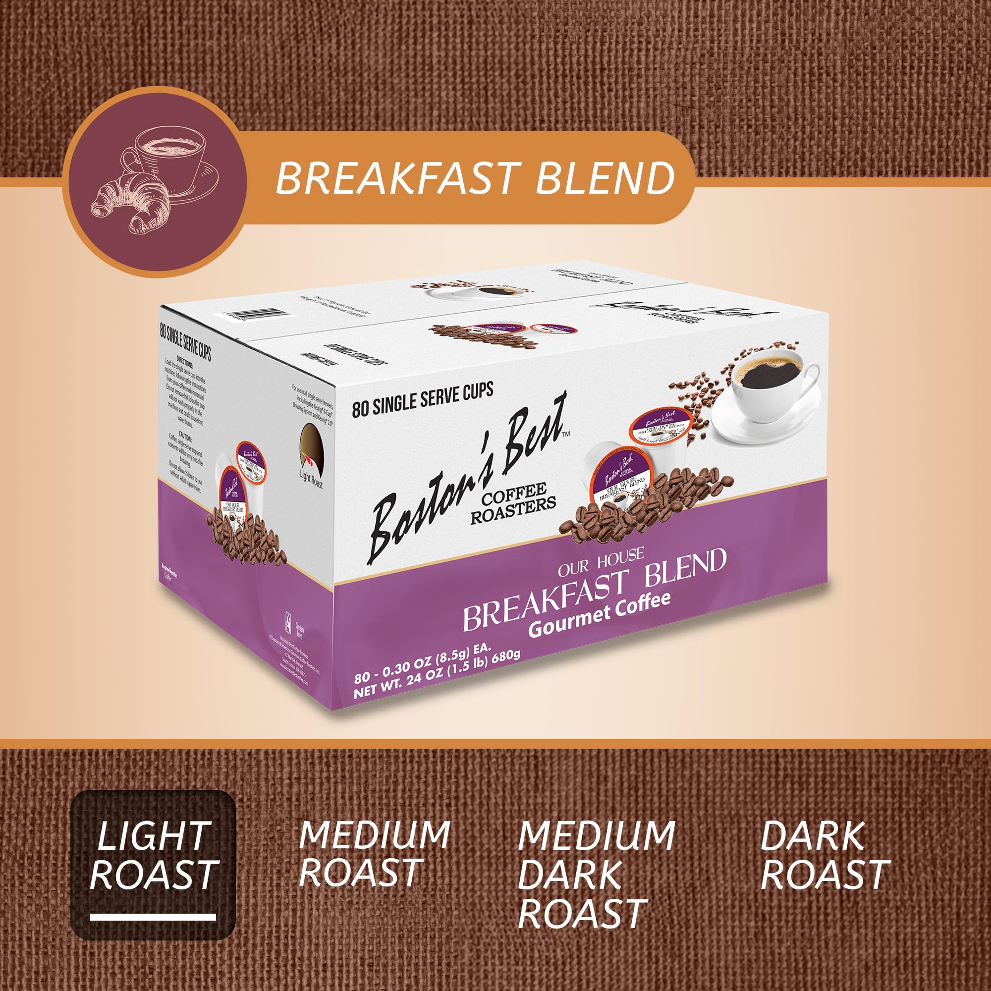 Boston's Best Light-Roast Coffee - Keurig® Compatible Pods for Breakfast (80 Cups)