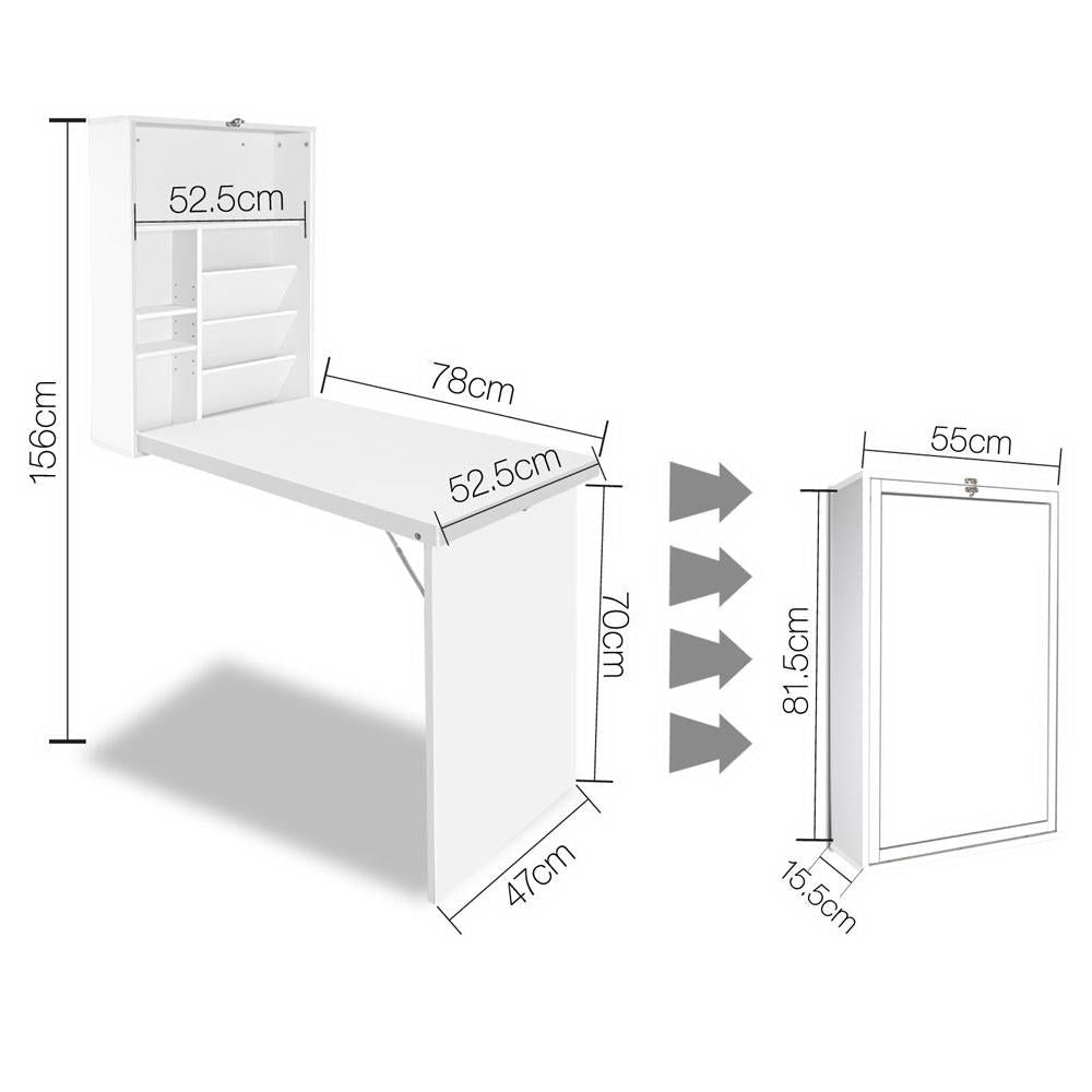 Foldable Desk with Bookshelf - White | Space-Saving Study & Workstation for Small Rooms, Dorm, Home Office | Compact & Stylish Design