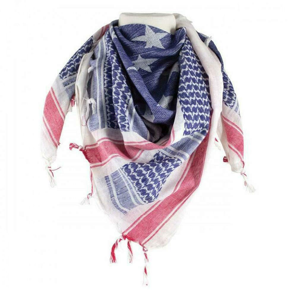 Red White and Blue 8-Piece Military Tactical Scarf Set - Breathable Cotton Desert Shemagh (42''x42'') for Outdoor, Hiking & Motorcycle Riding - Arab Paisley Head Wrap & Face Cover