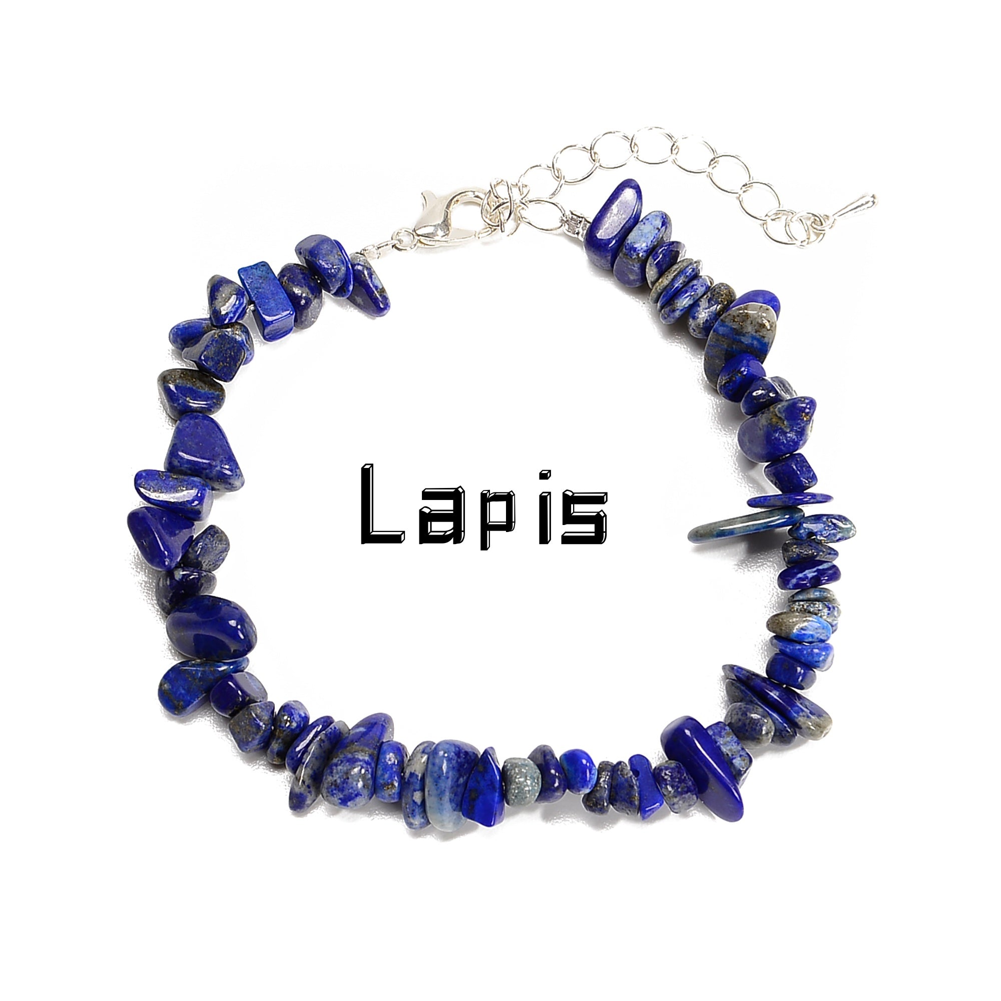 01 Mixed Gemstone Chips Bracelet with Silver Plated Clasp - 5mm & 8mm Beads - Adjustable 7