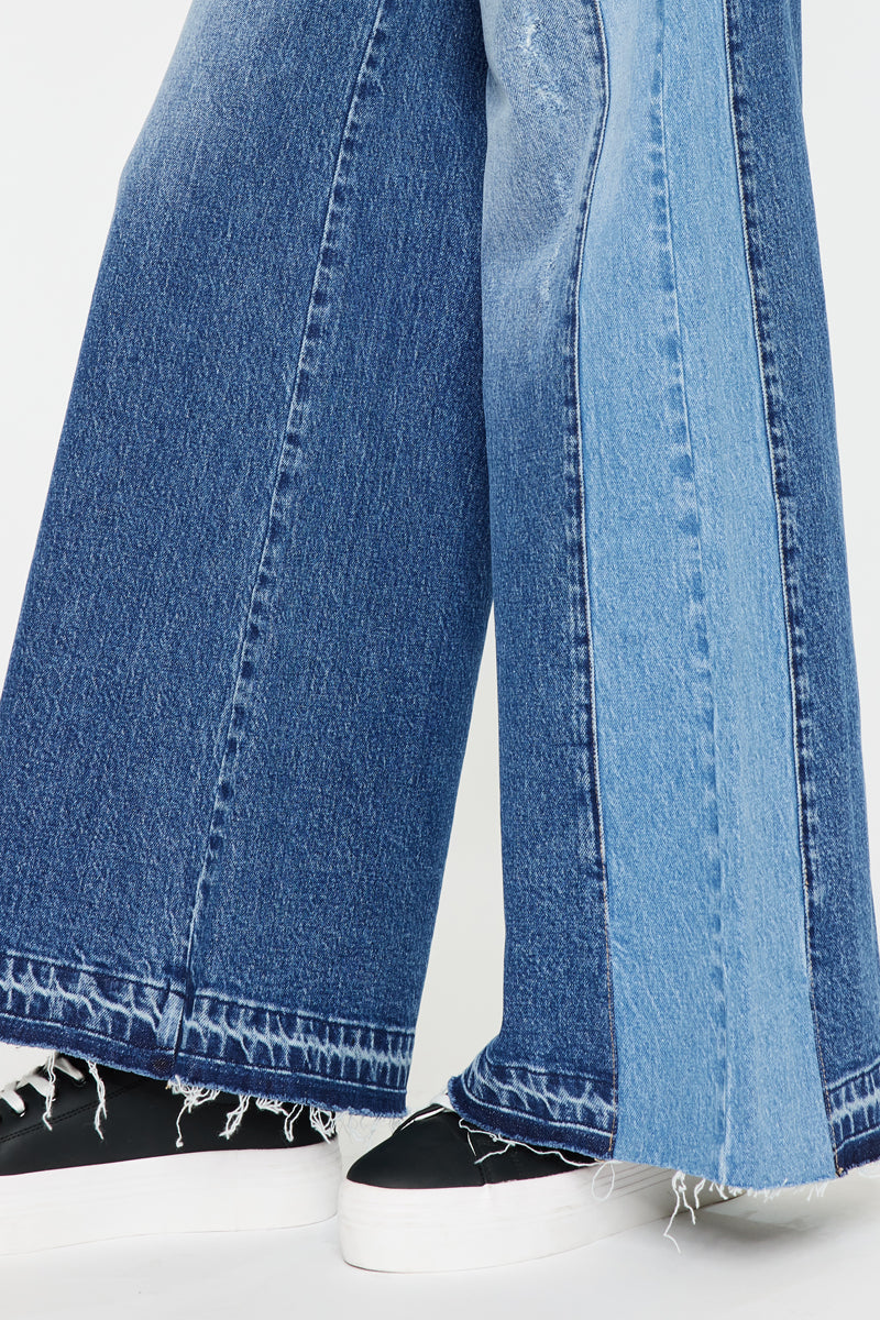 Clover High Rise Wide Leg Jeans for Women - Stretchy Comfort Denim Pants with Belt Loops - Perfect for Casual Outfits, Workwear & Street Style Fashion